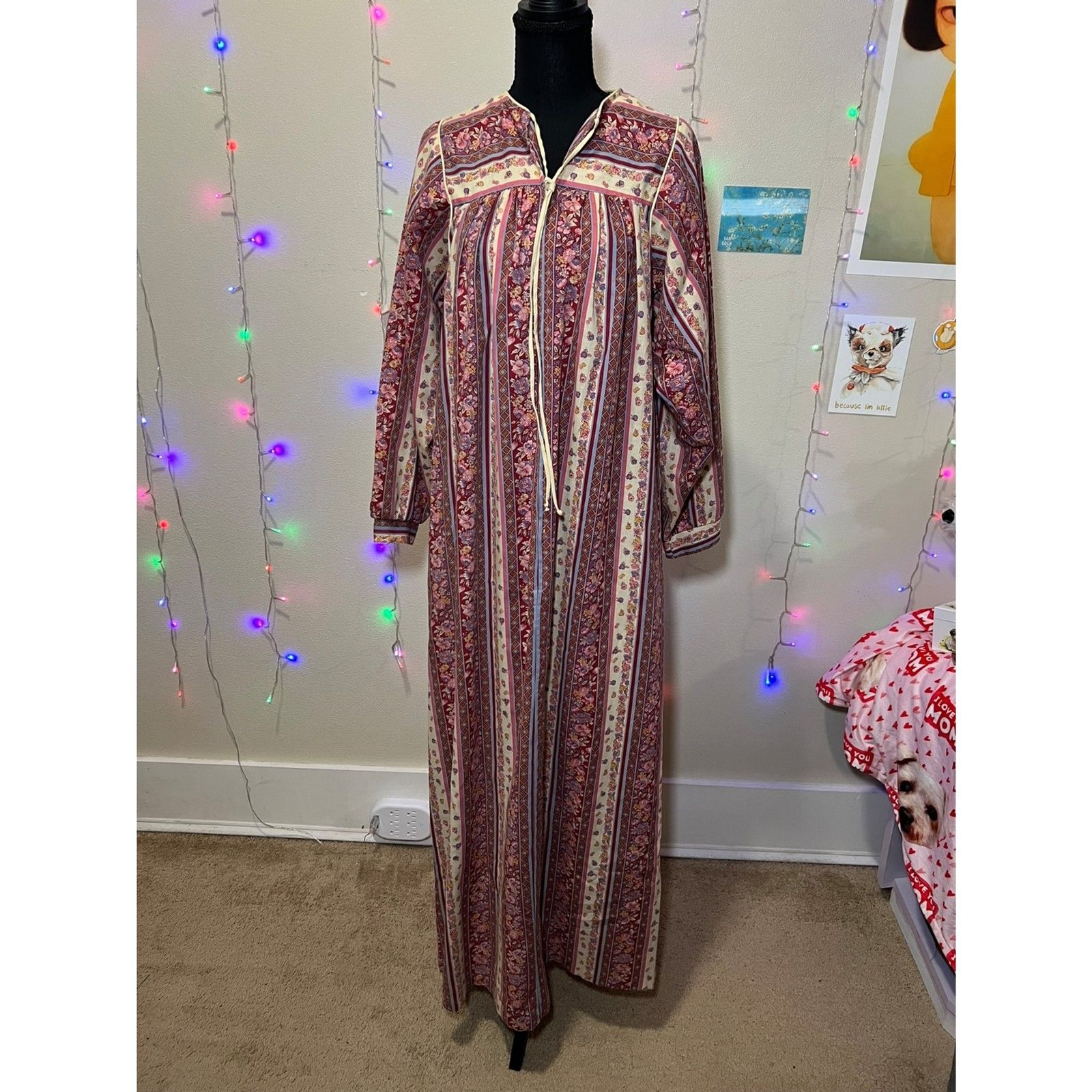 Vintage 70s/80s Tammy Floral House Dress Long Sleeve Cottage Core