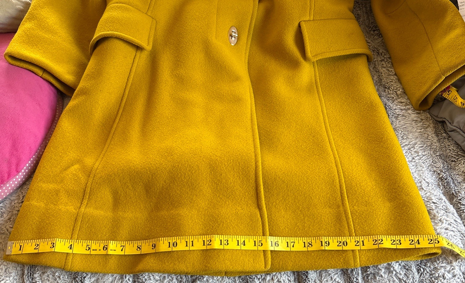VTG 60s Mustard Yellow Wool Turnlock Swing Coat Coach Bonnie Cashin Style MCM