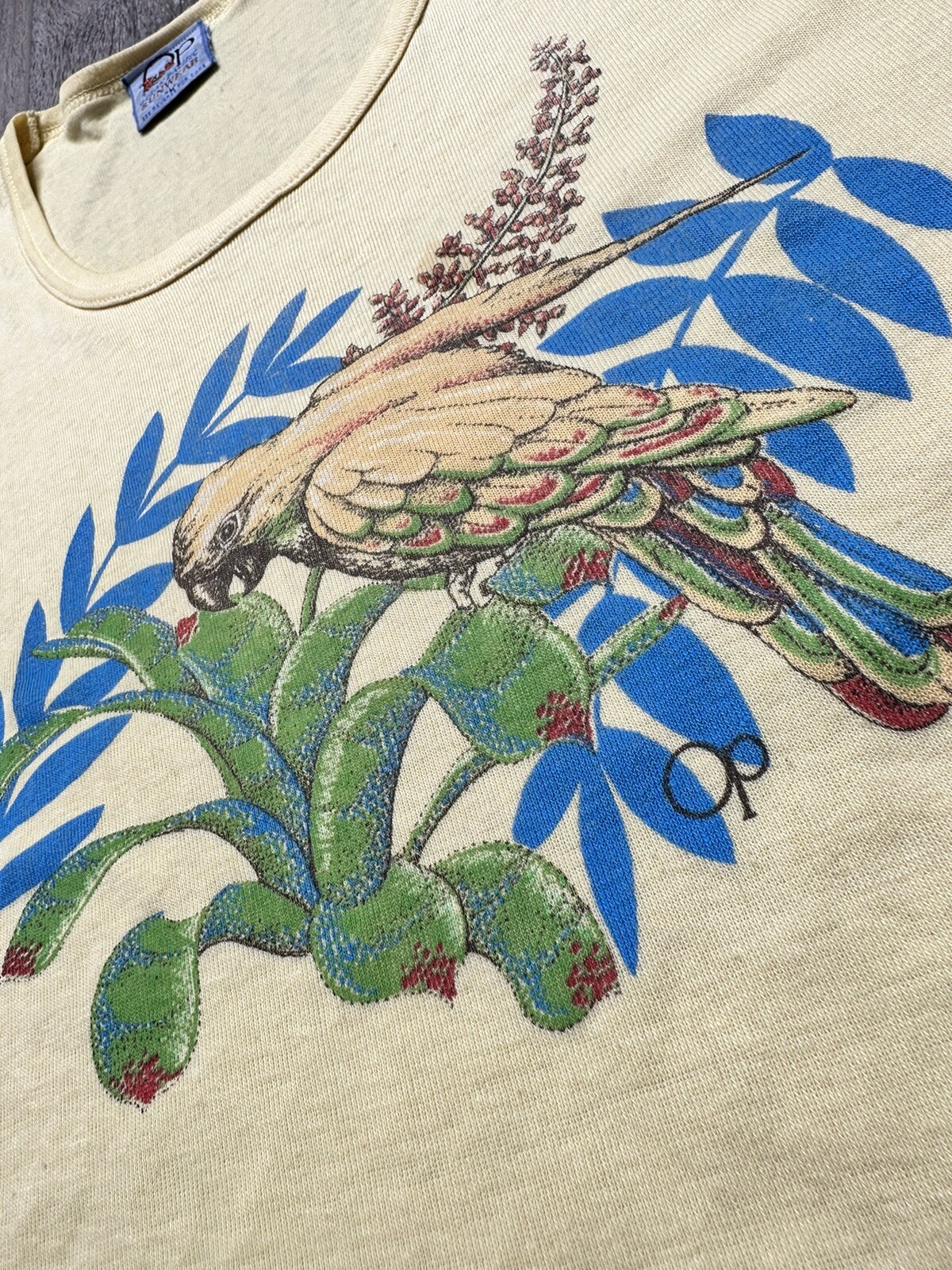 Vtg Op Ocean Pacific Surf Skate Blouse T Shirt Ladies 80s 70s Rainbow Hawaii