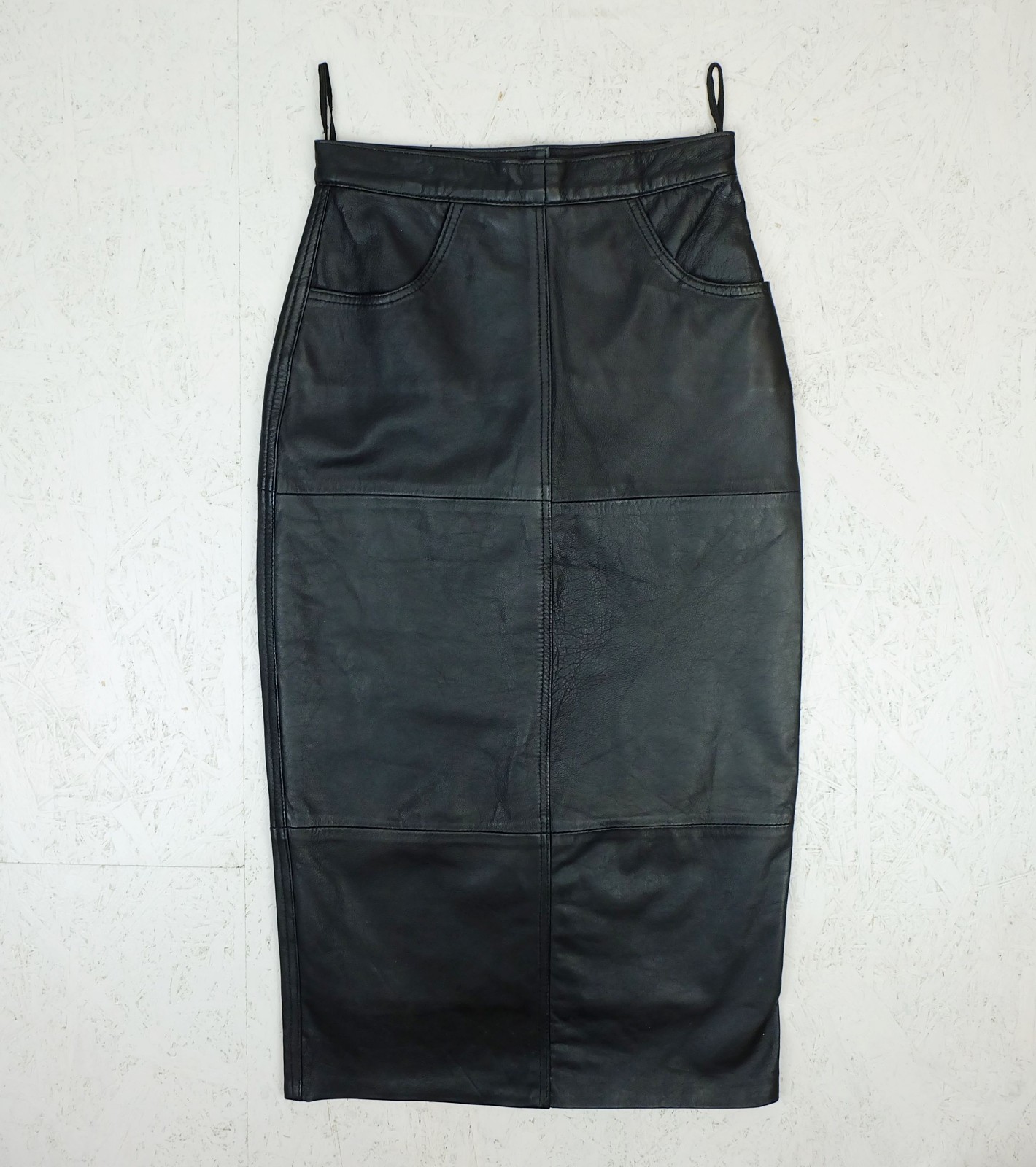 slim true vintage 80s leather skirt black size 32 pencil skirt