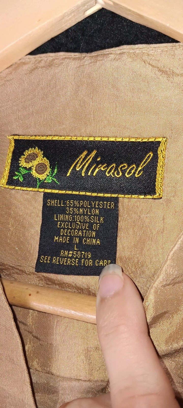 VTG Mirasol Silk Jacket Gold Mandarin Collar Frog Closures Embroidered Large
