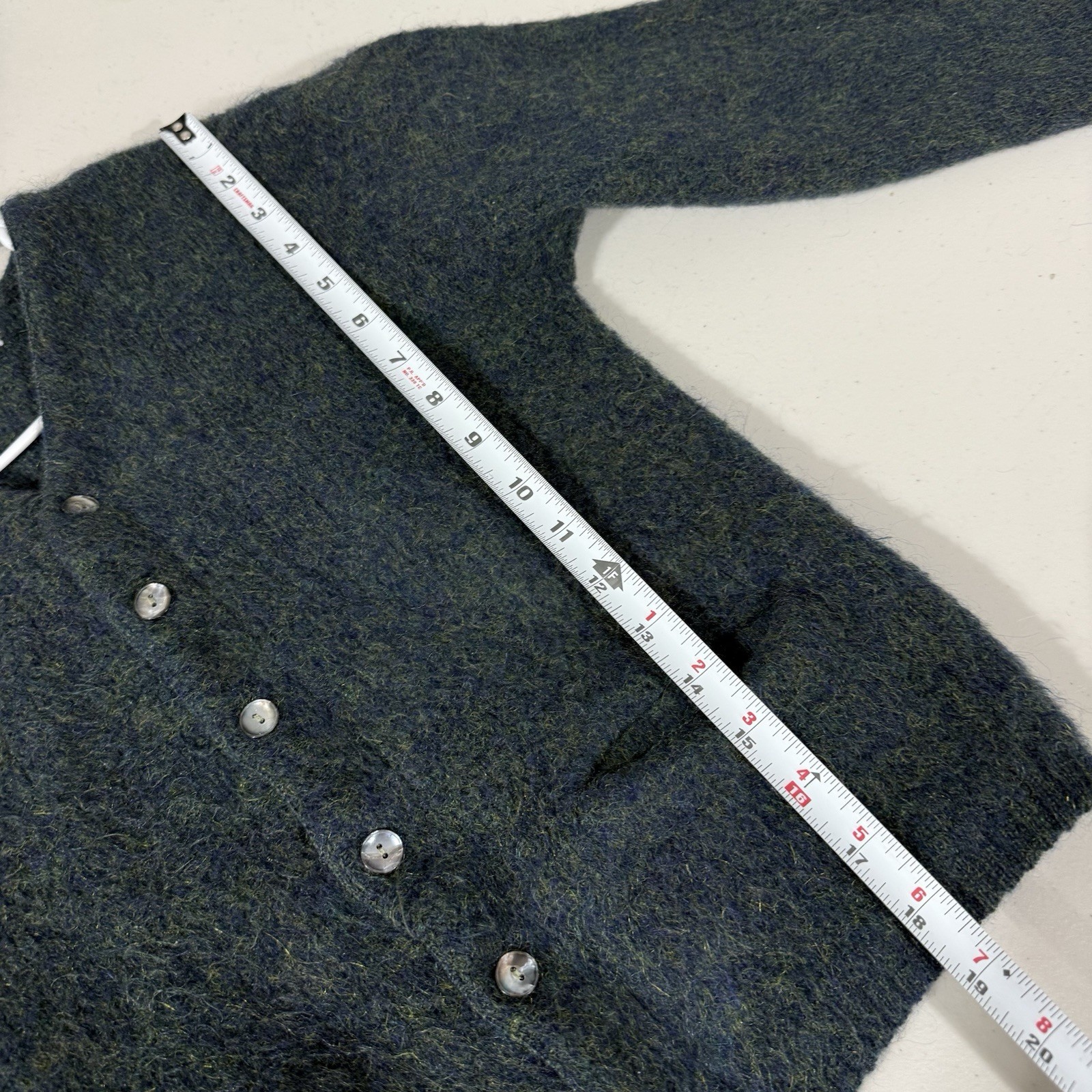 Vintage 60s McGregor Sportswear Wool Kid Mohair Cardigan USA Green Womens Sz S
