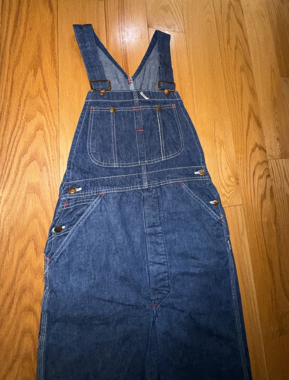 Vintage 1950s 50s Denim Overalls Custom 70s Flare Bell Bottom OOAK Jeans Sz 8