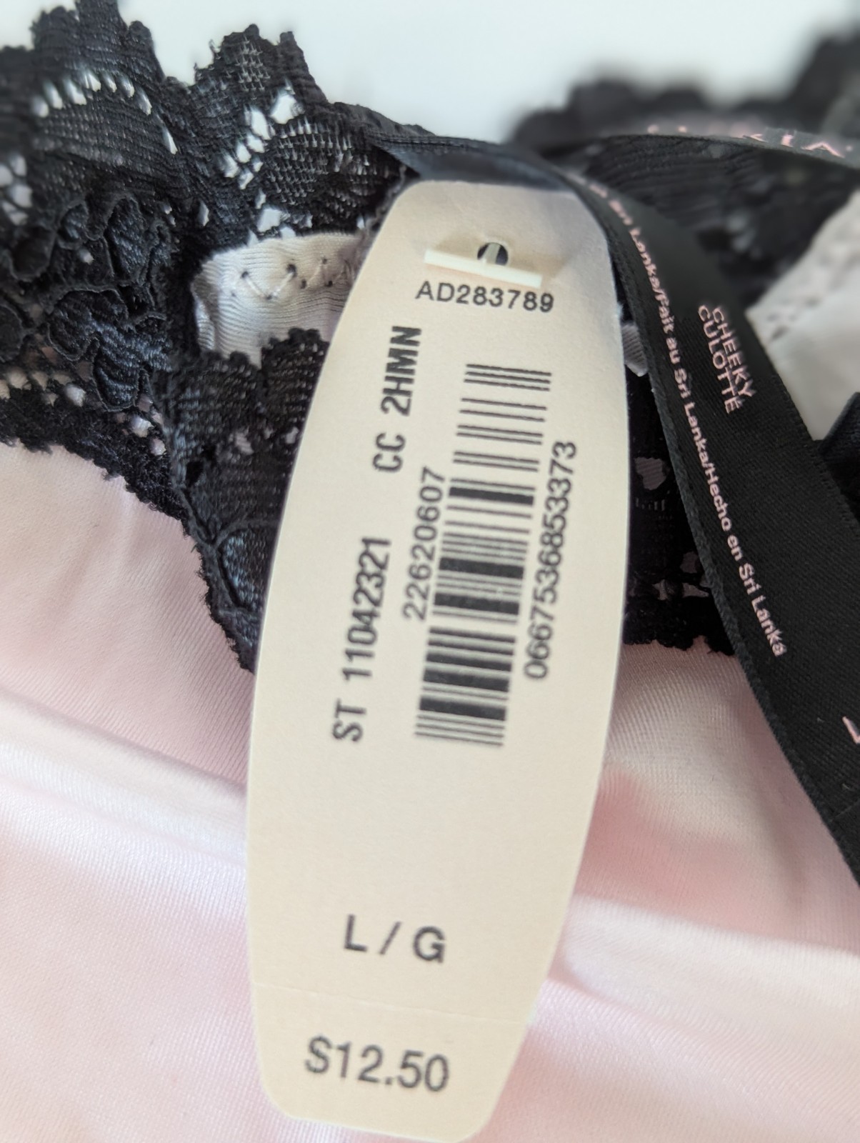 Vintage Victorias Secret Pink Cheeky Panty Black Lace Sheer Sexy Little Things L