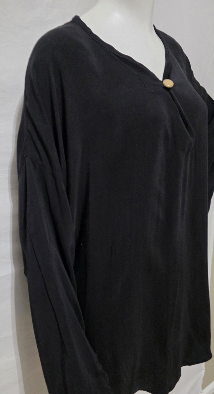 SU-ZEN OS Fits L thru 2X Tunic Top Black Silky Whimsigoth Fairy Grunge ’90s