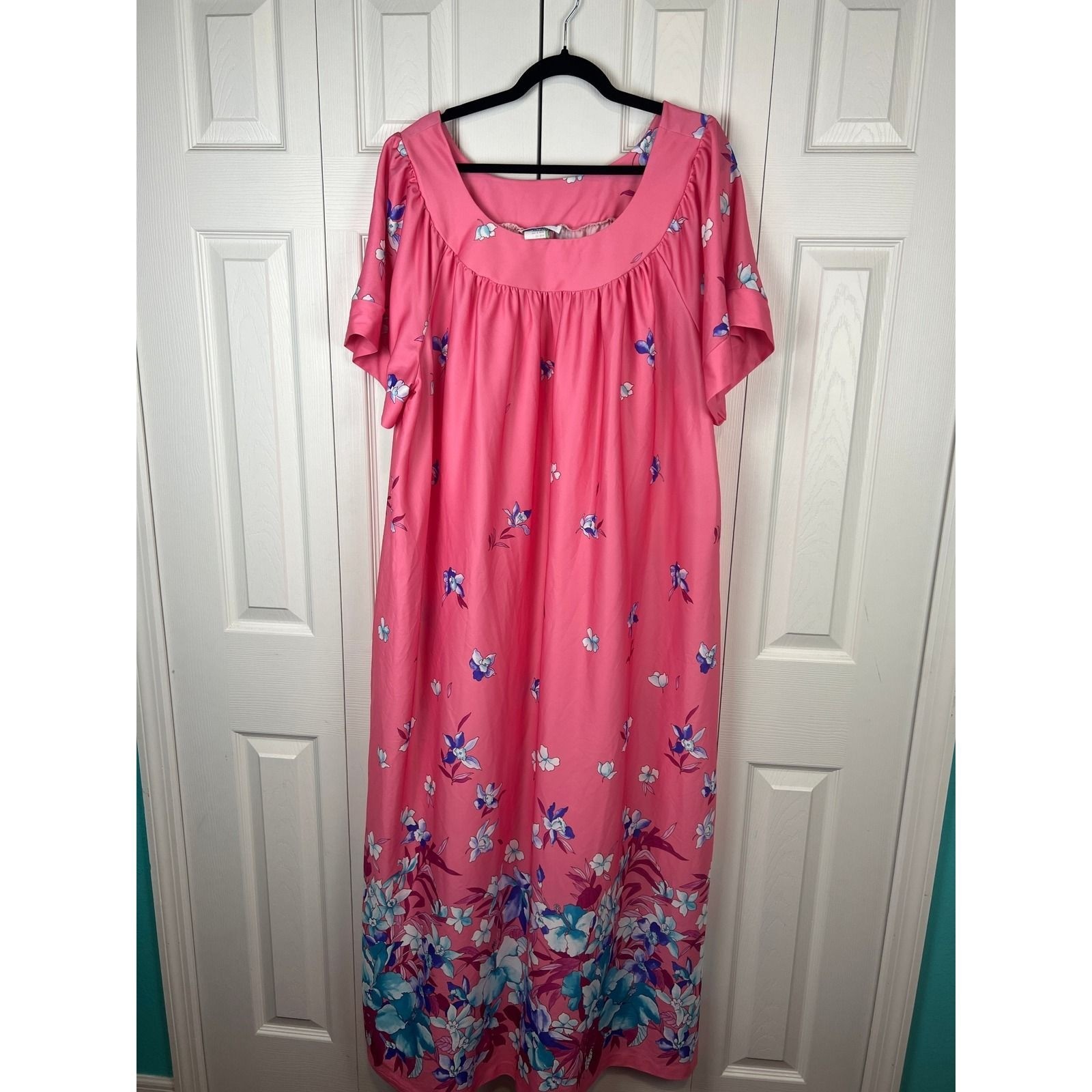 Catherine’s Vintage House Muu Muu Dress Floral Maxi Gown Grannycore Boho Pink 4X