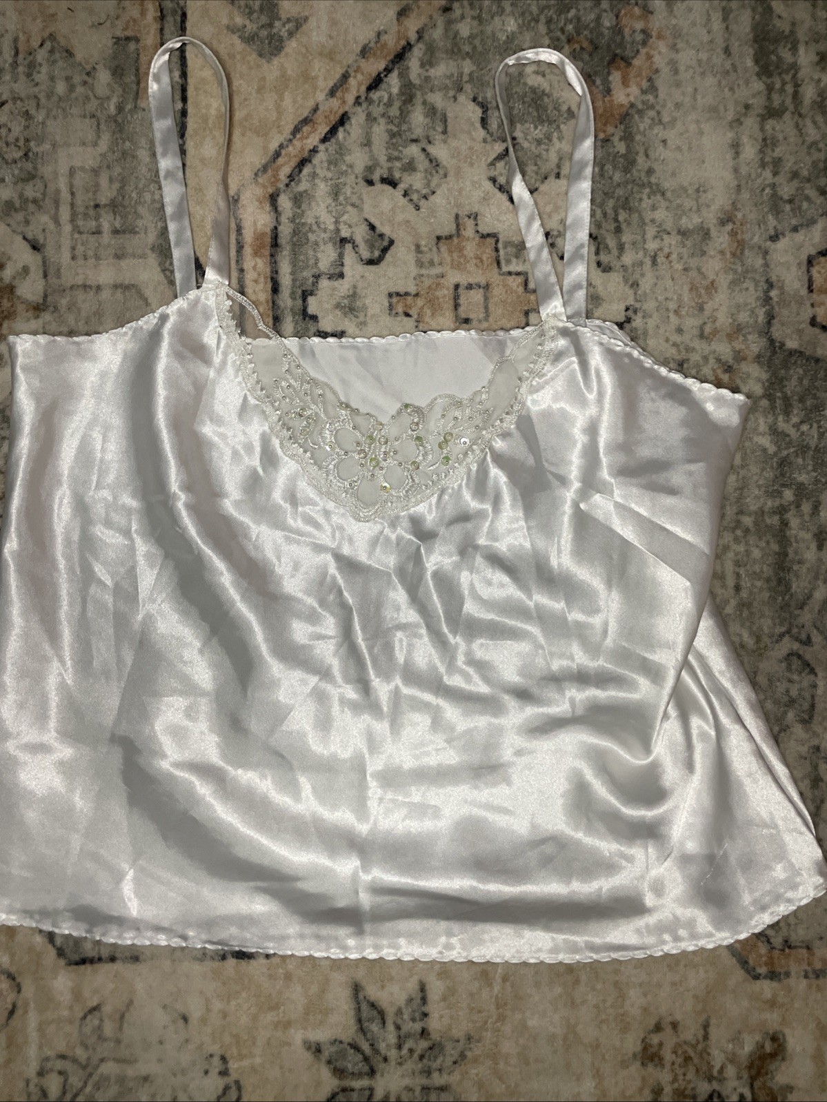 Vintage Body Chic White Lace Camisole Tank Cami Size Large