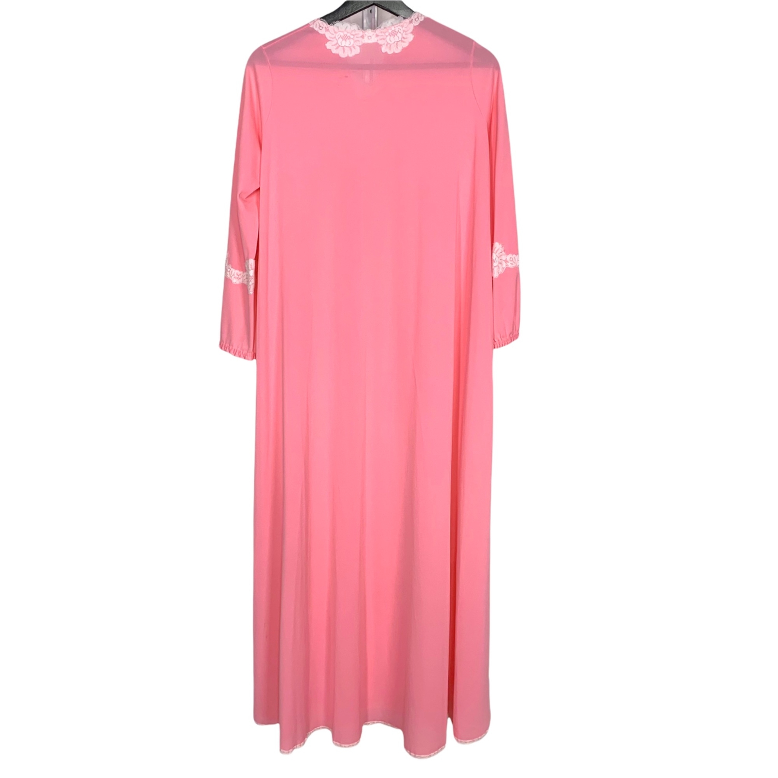 Vintage 60s Dutchmaid Pink Nylon Lace Trim House Dress Large