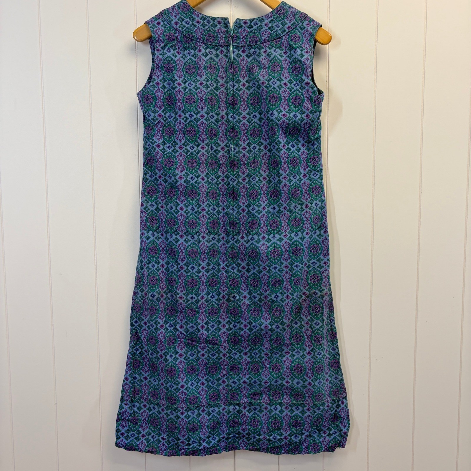 Vintage 60s 70s Cottage Shift House Dress Women Size 12 Boho Hippie Psychedelic