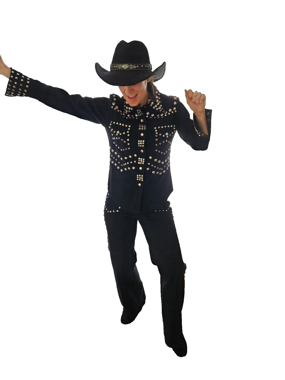 **RARE** Allie Flynn for Robert Evans Vtg Studded Black Denim Roncelli Style Set