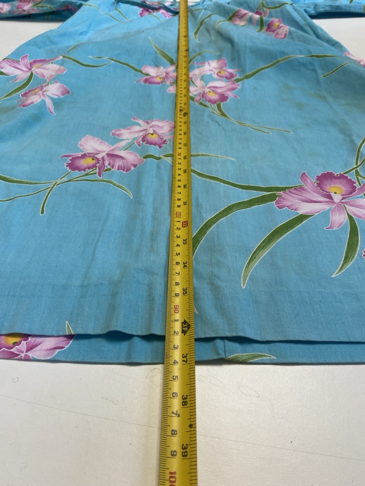 Vintage 70s 80s Nani Honolulu S Mumu Kaftan USA Orchids Turquoise