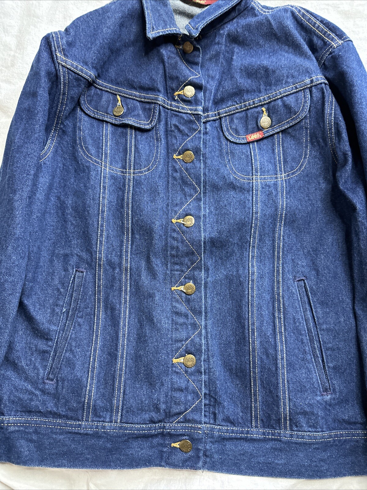Vintage 90s Ms Lee Denim Jean Trucker Jacket Womens Size 9/10 40 Dark