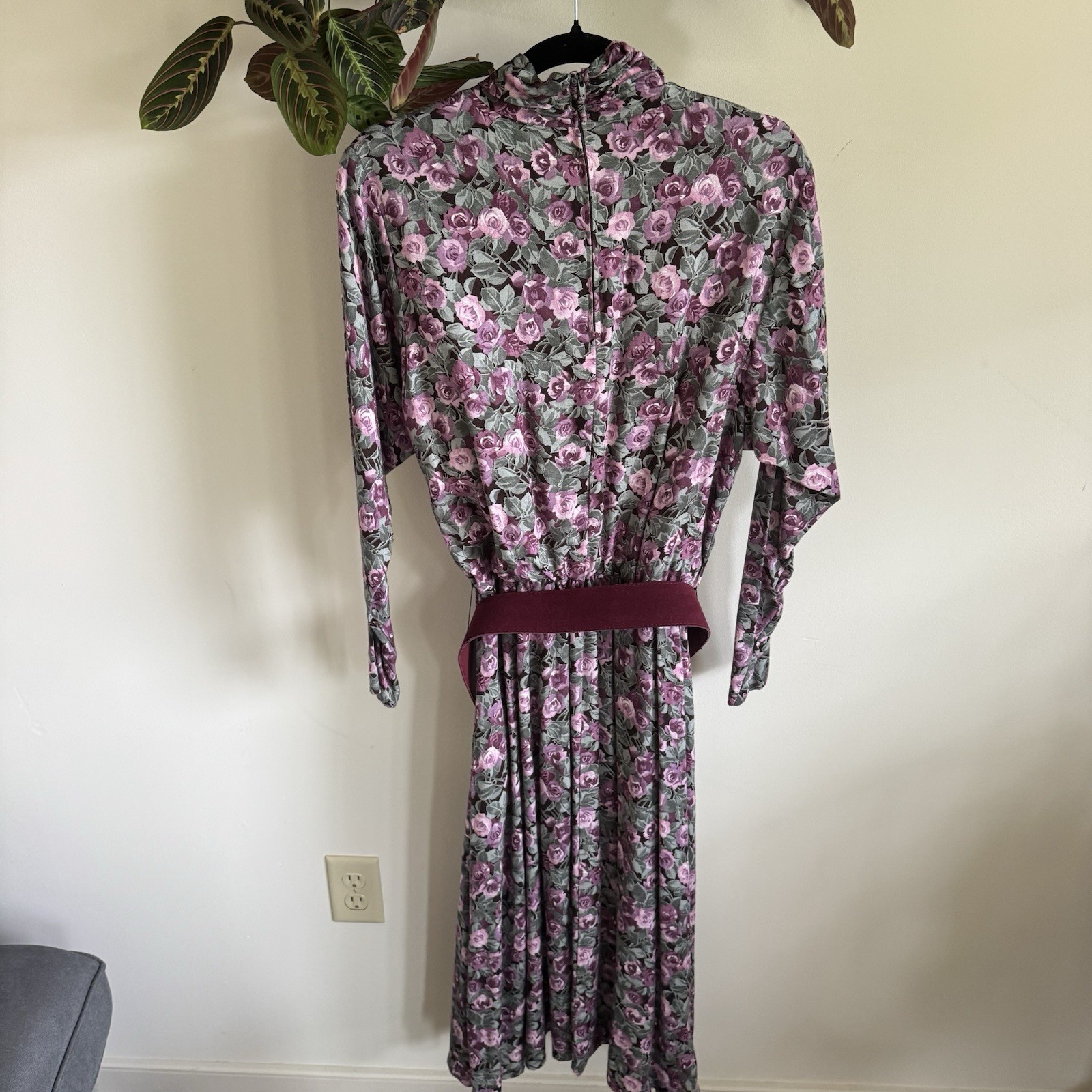 Vintage 80s Jessica Howard Mitchell Rodbell Floral Midi Dress Belted Petite 12