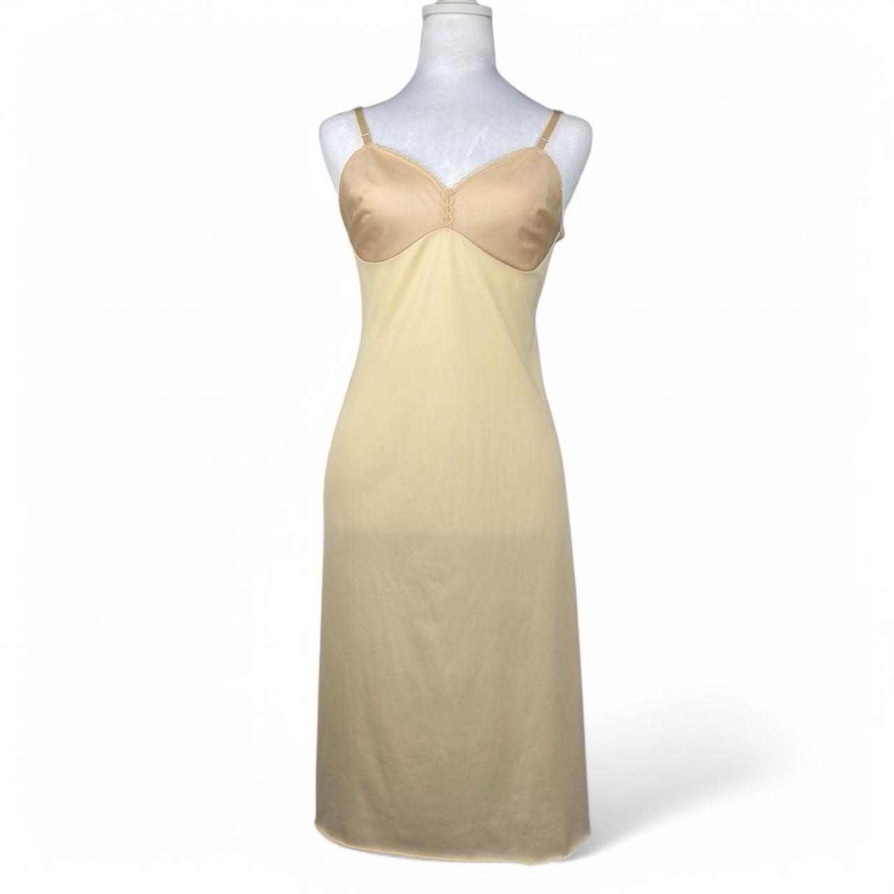 Vintage 1980s Vanity Fair Taupe Long Slip Nightgown – Size 34 LL (Small)