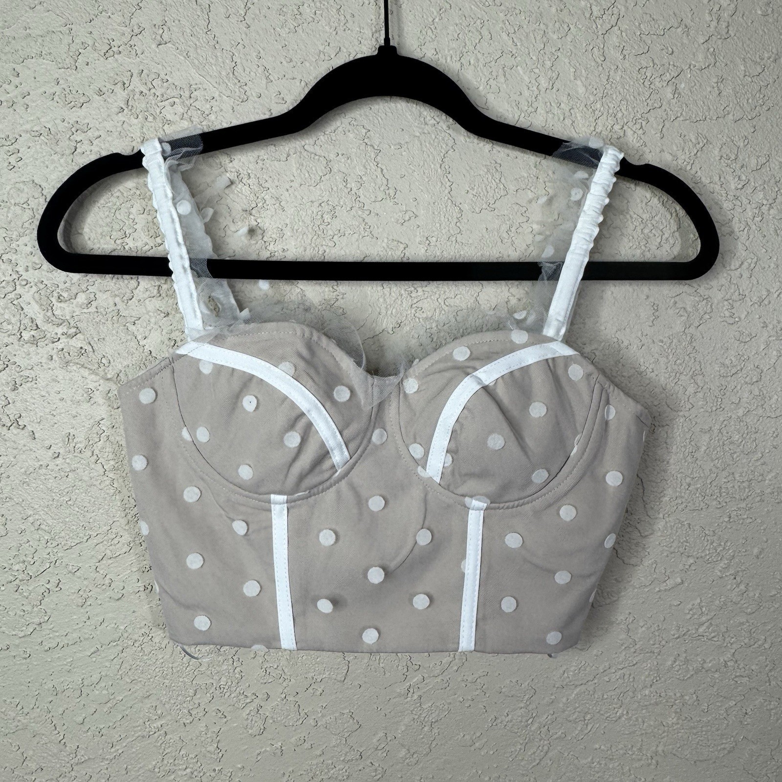 Hello Molly Corset Top Sheer Polka Dot XS Dainty Feminine Cottagecore Coquette