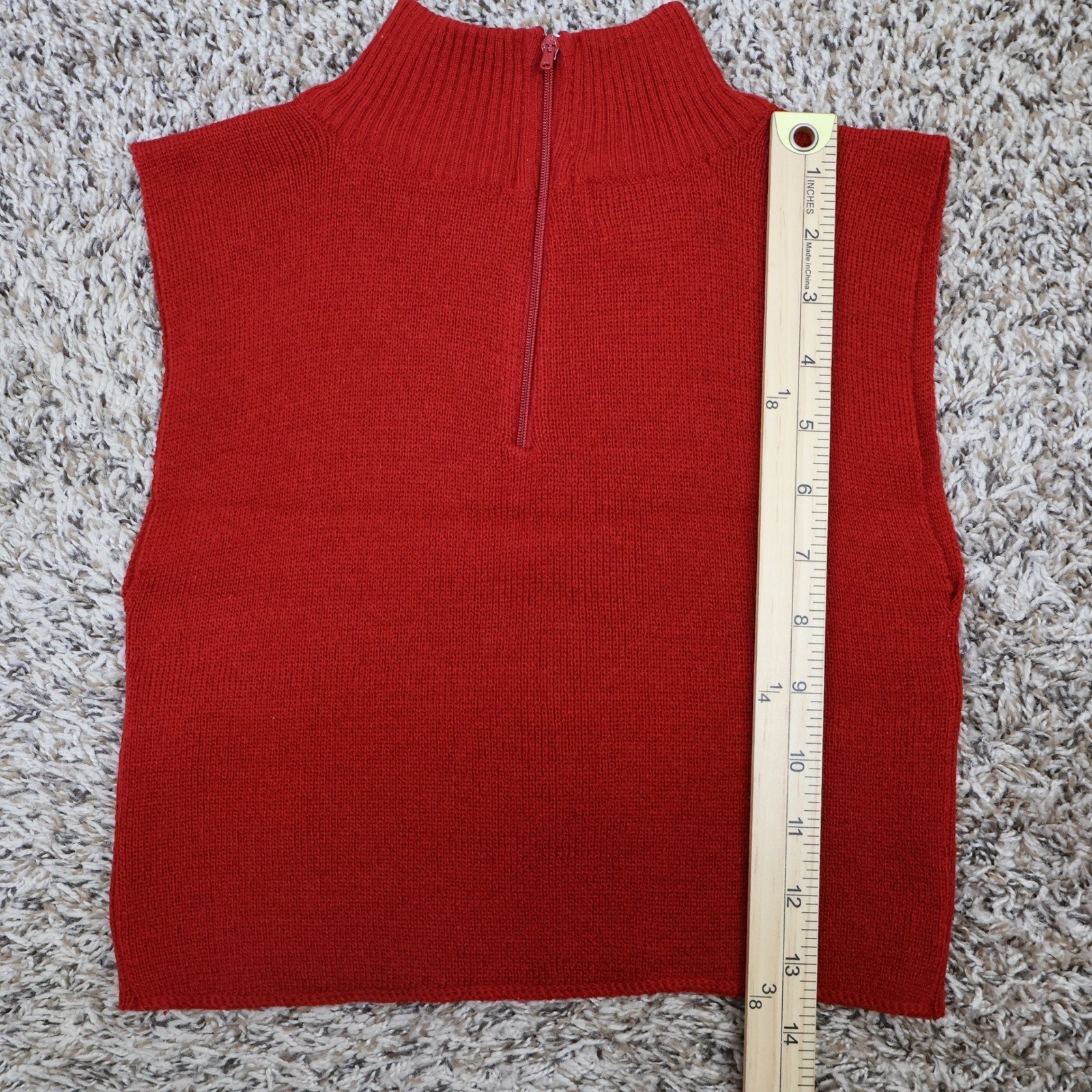 Vintage Specialty House Red Mock Neck Half Zip Sweater Vest XS Stretch Cropped
