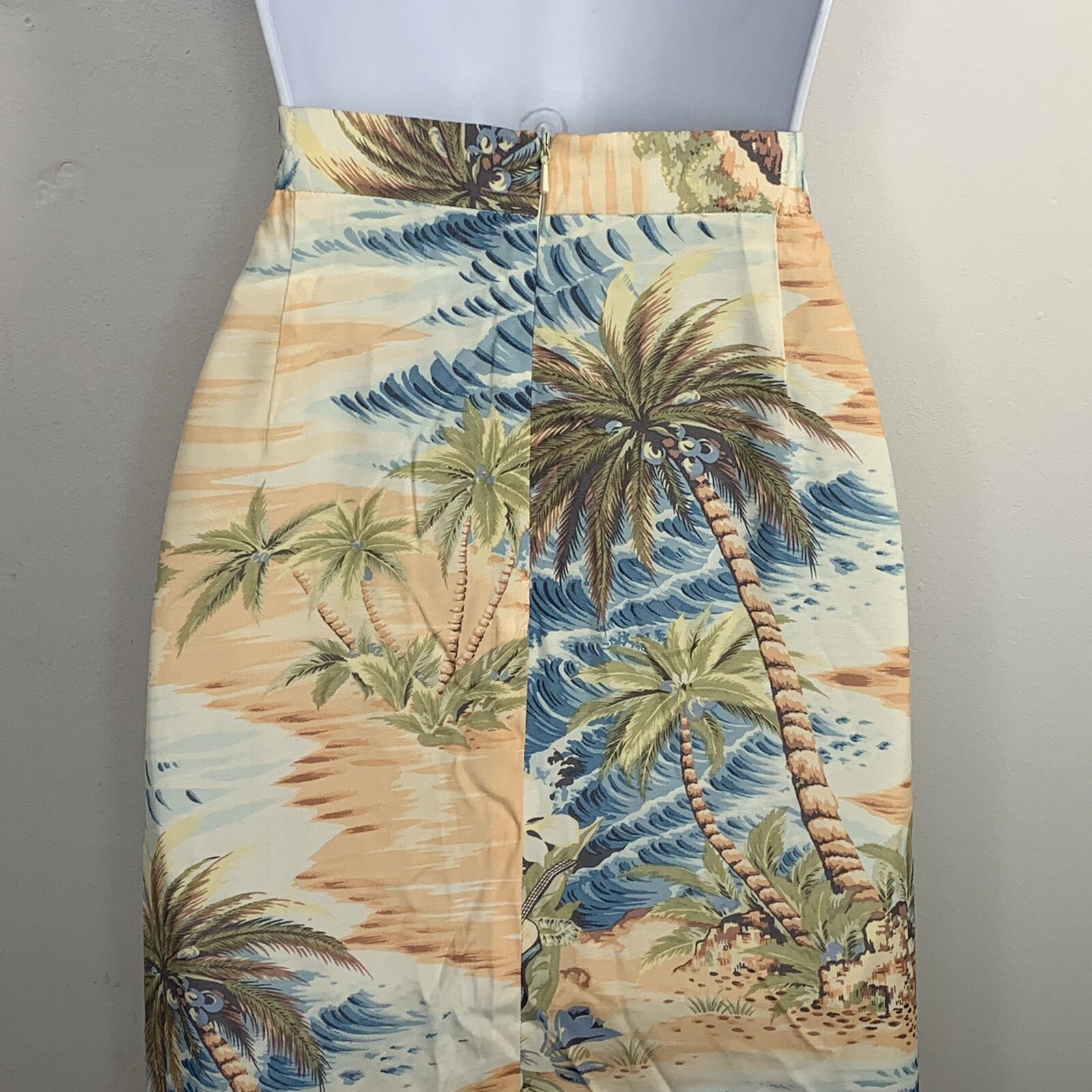 VINTAGE NEW David Brooks Womens Skirt Sz 12 Soft Pink Blue Beach Maxi Faux Wrap