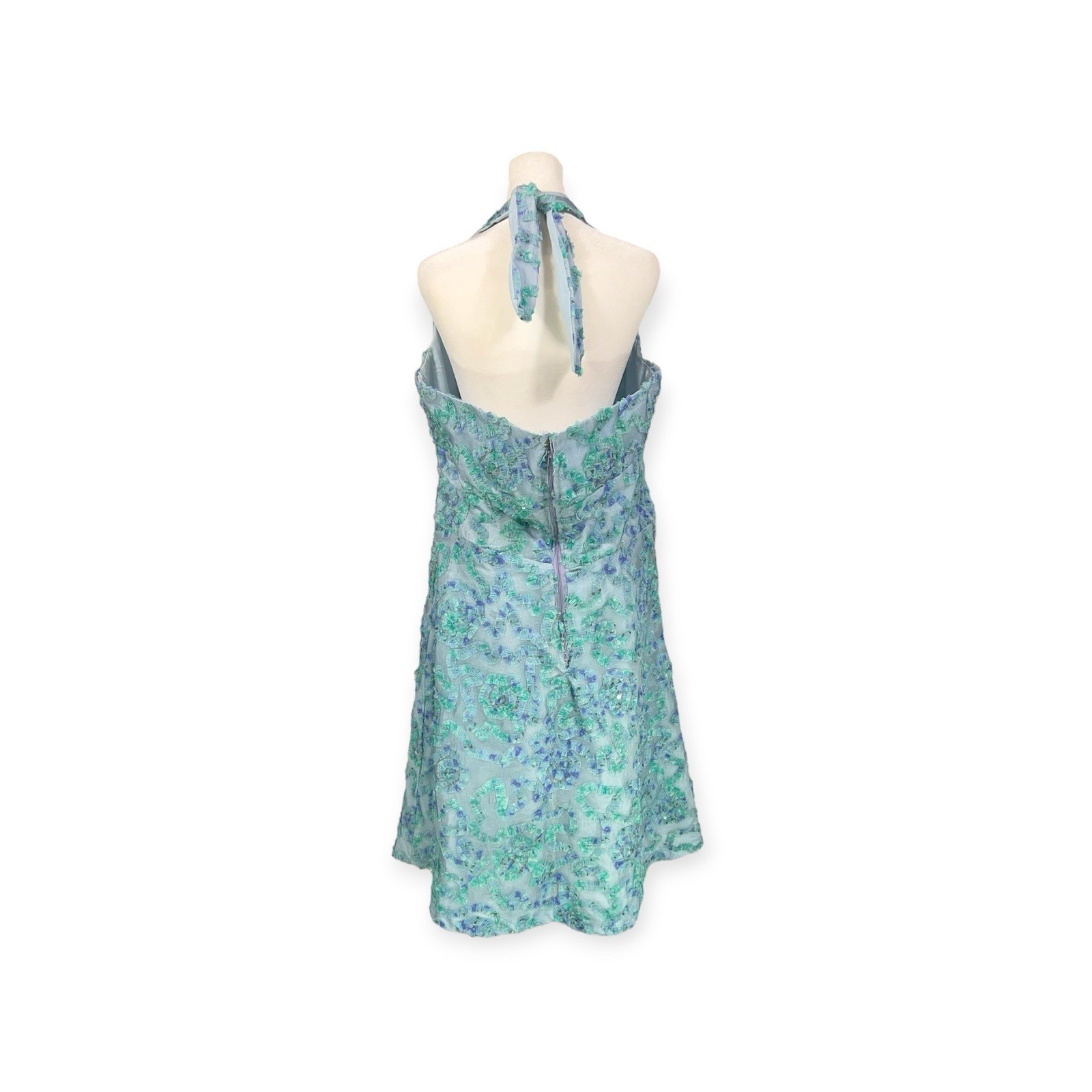 VTG SEQUIN CHIFFON COCKTAIL PROM PARTY HALTER DRESS PIN UP VAMP RETRO GLAM XXL