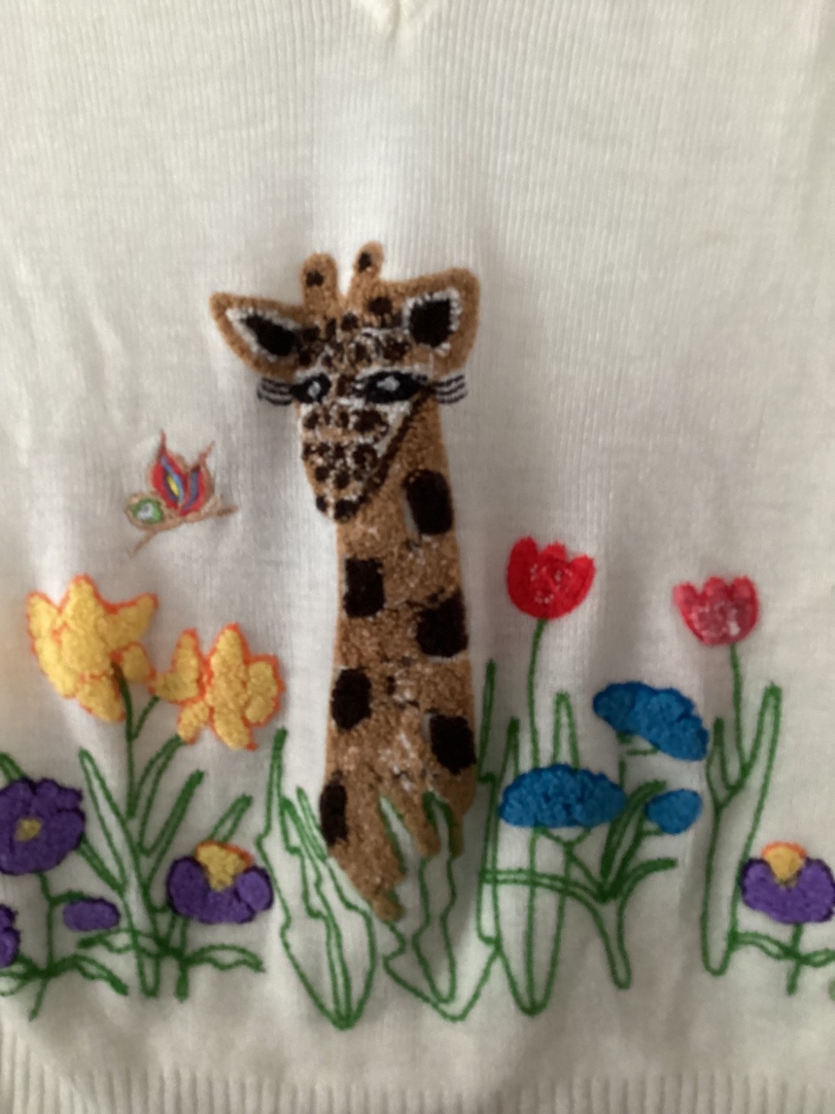Vintage 1960’s 1970’s Cyn Les Shirlee Designs Women’s S Peeking Giraffe Sweater