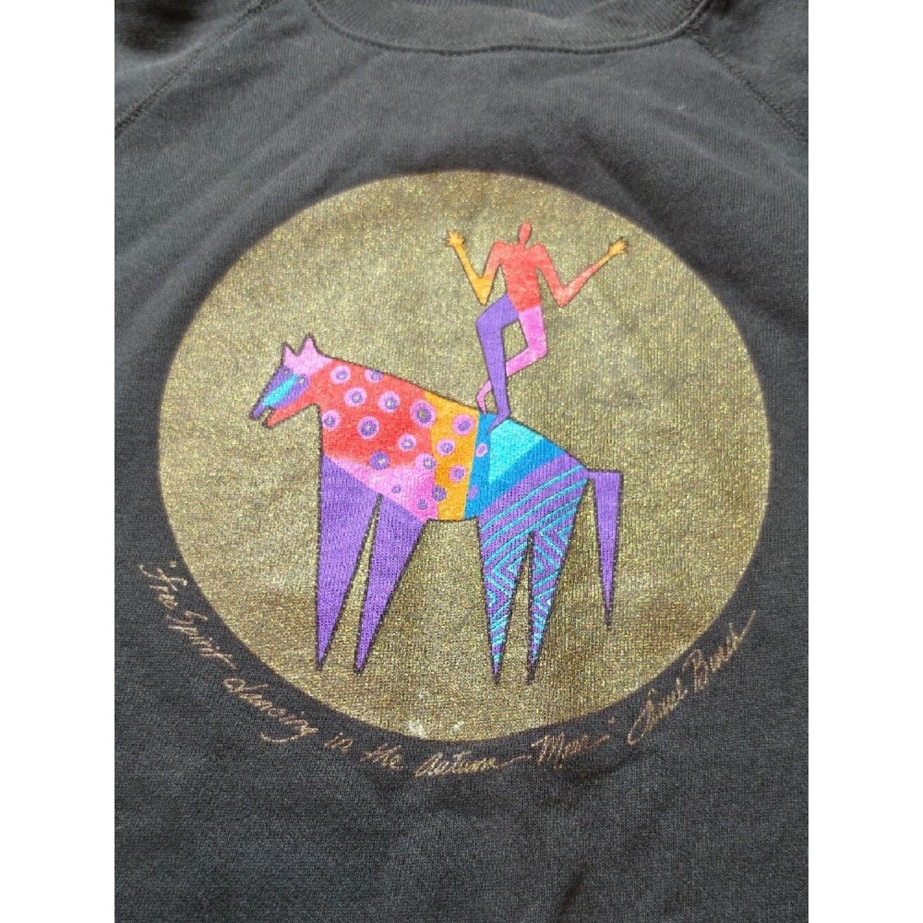 LAUREL BURCH | Vintage 80s Free Spirit Dancing Autumn Moon Sweatshirt Hanes | L