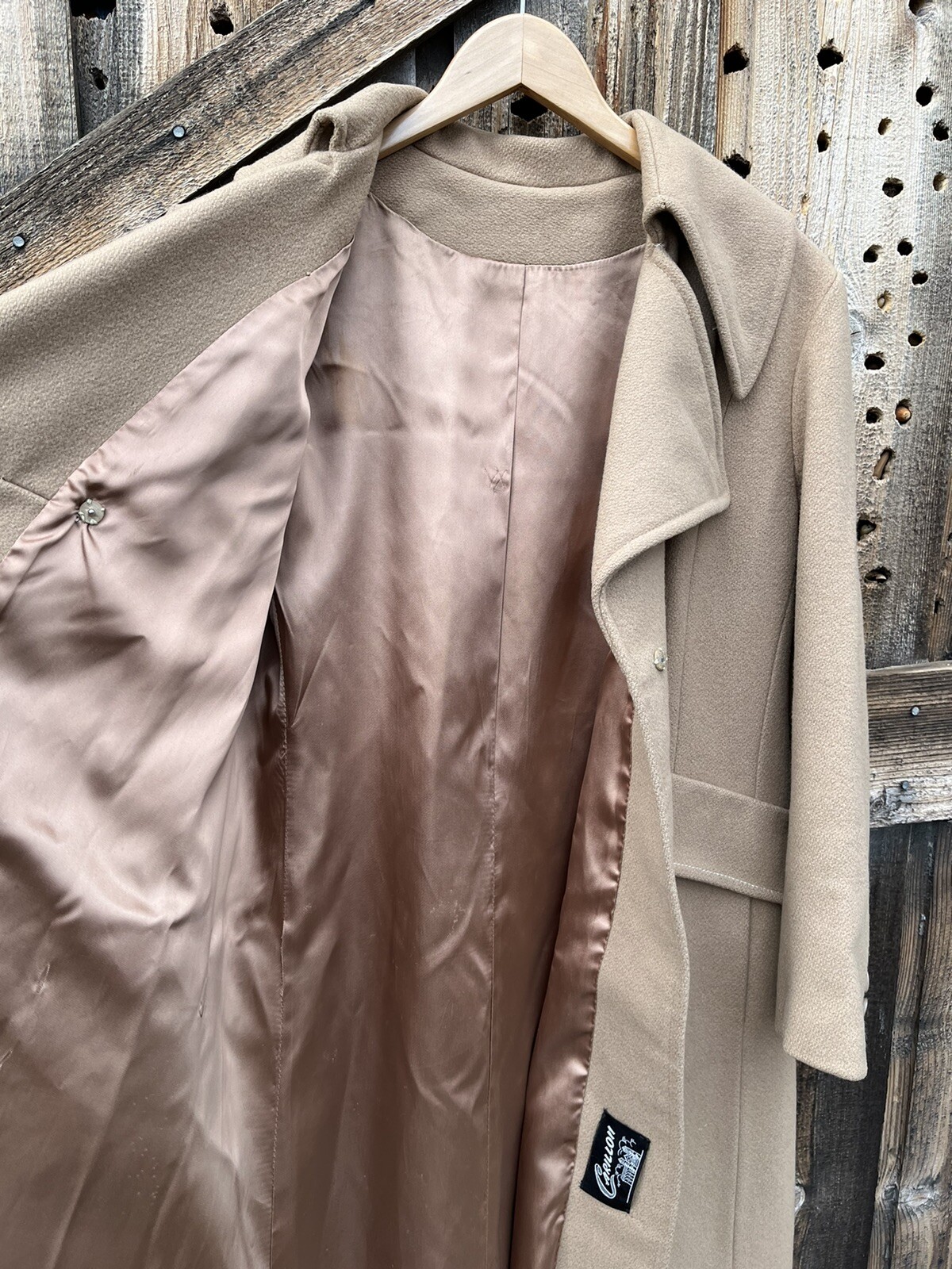 Vintage Beige Double Breasted Winter Coat by Carillon Size Small/ Medium