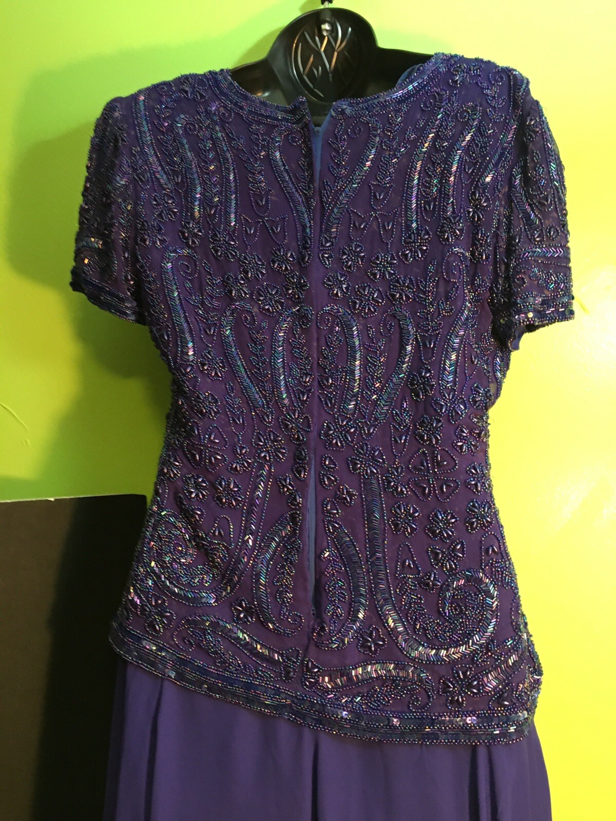 Vintage Stenay Stunning Evening beaded Dress Marine Blue Size 6 With Nice Design