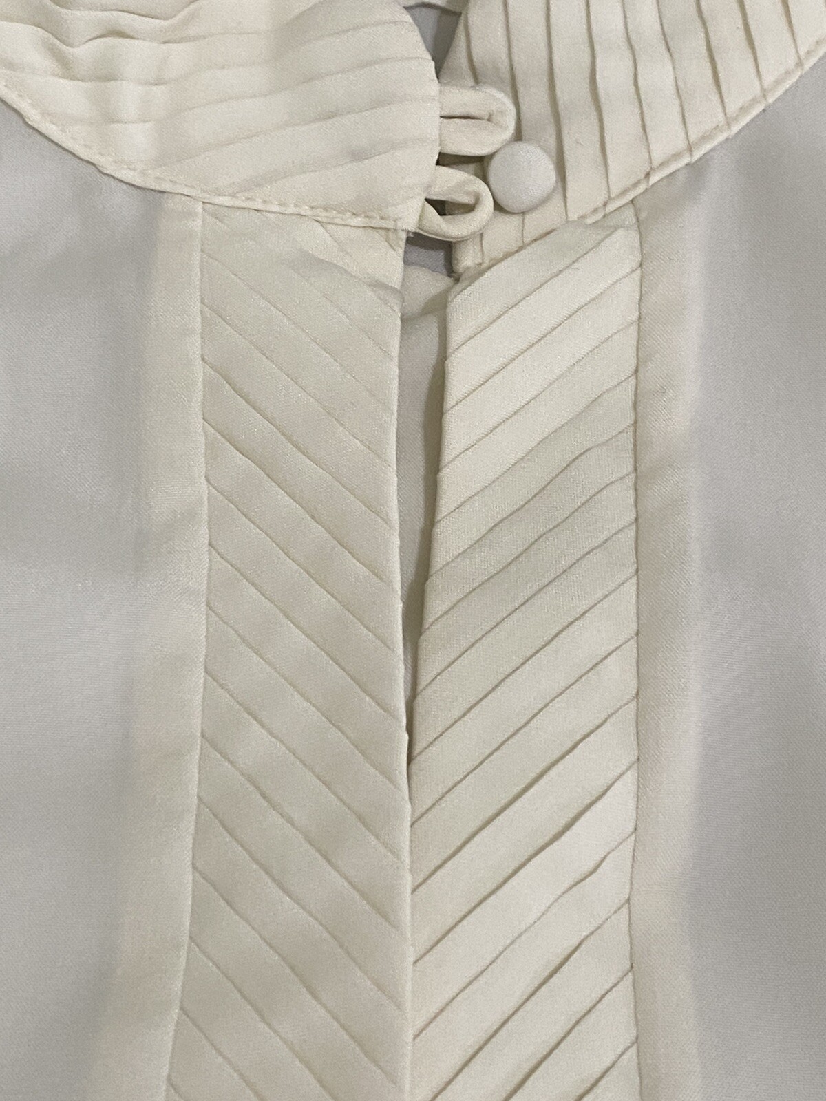 VTG Rhoda Lee 50s 60s White Ivory Blouse Sz 16 High Neck Short Sleeve Button Up