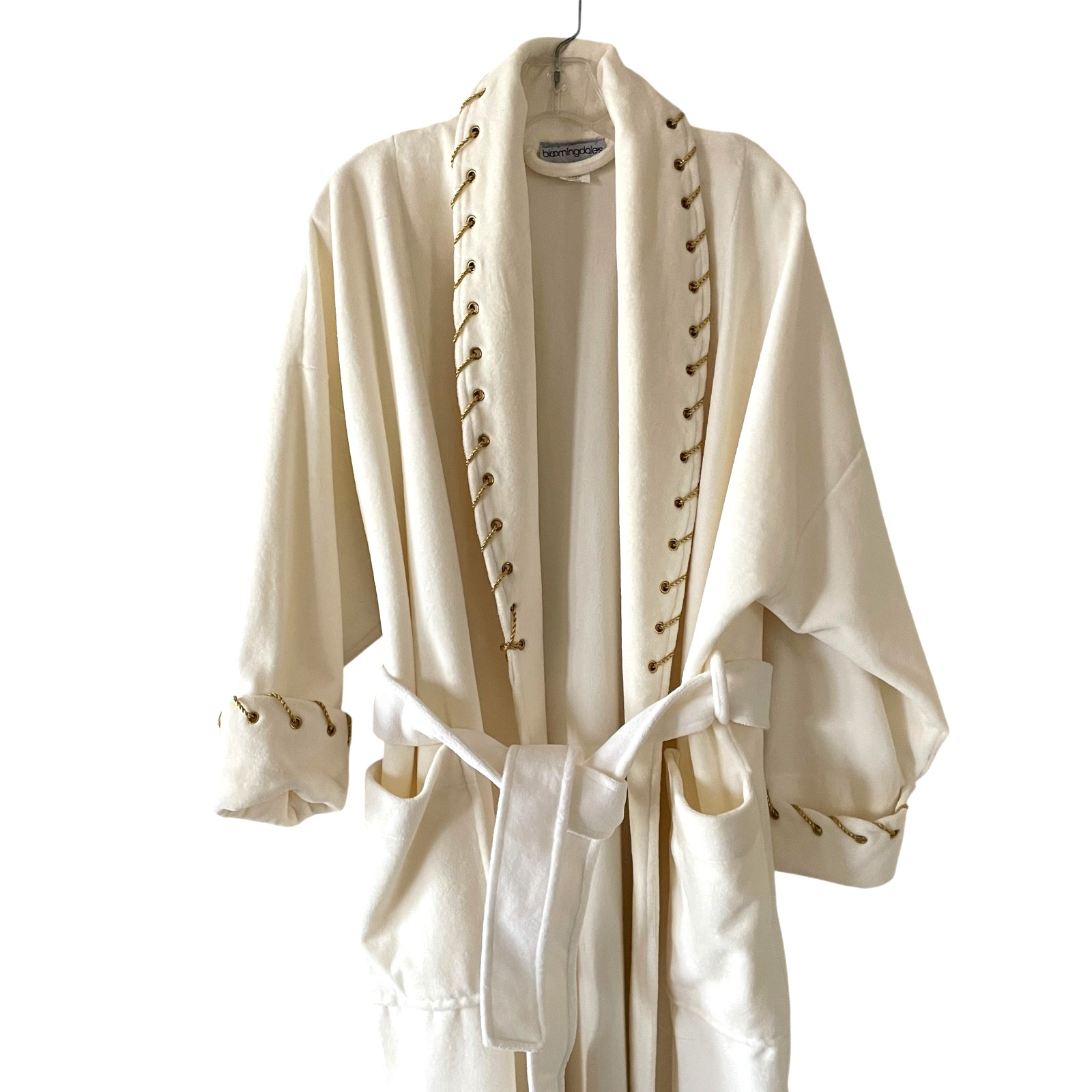 Made Exclusively For BLOOMINGDALE’S Size Medium Ivory Gold VINTAGE Long Robe USA