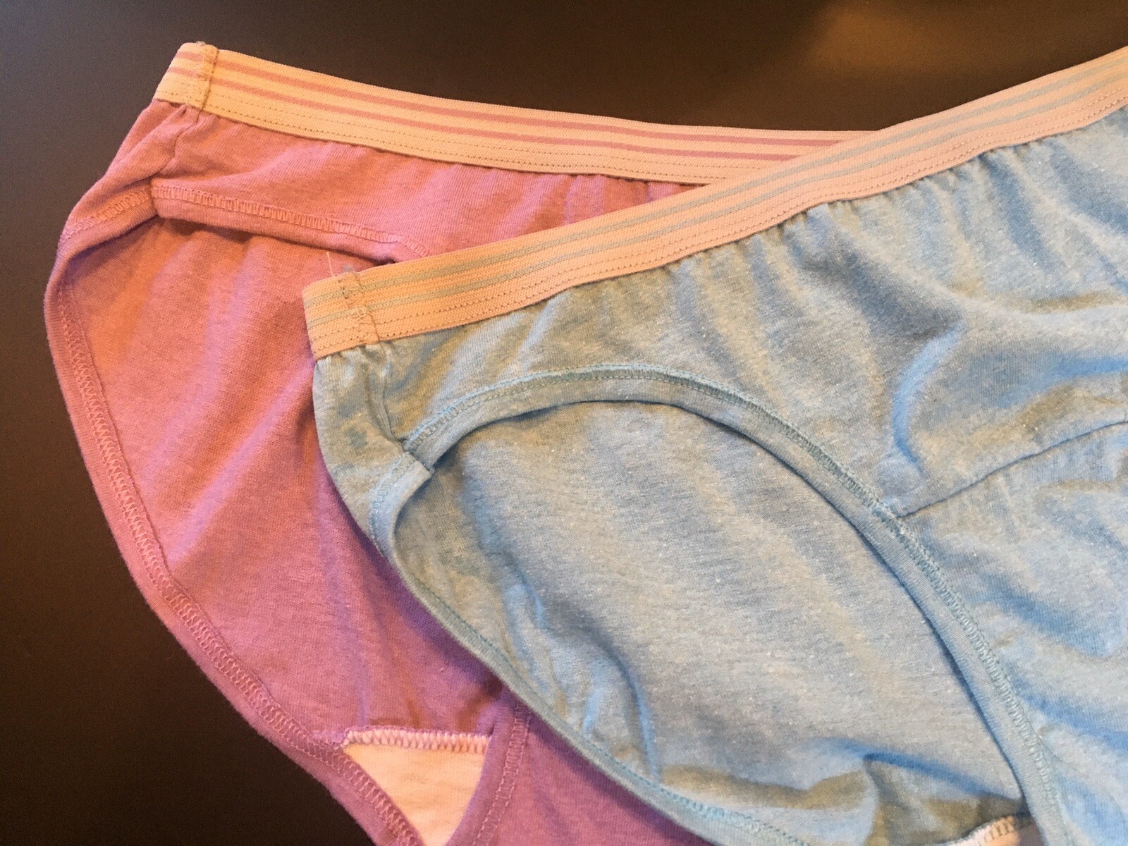 Vtg 2 Pairs Fruit Of The Loom 5 S Cotton Bikini Panties Blue & Violet W Stripes
