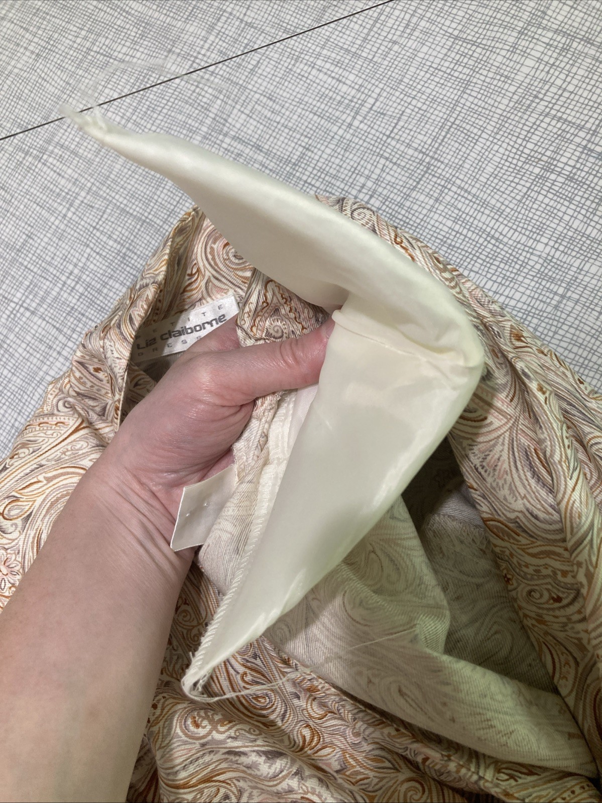 VTG 80s Liz Claiborne Petites Rayon Paisley Midi Dress Shoulder Pads Wrap 12P