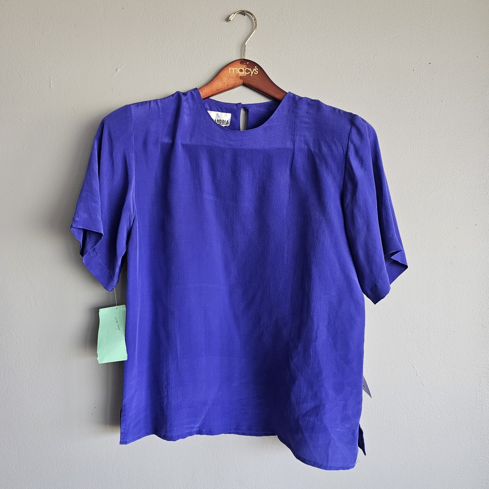 NWT Vintage 90s Alexandria Women 100 Silk Button Up Blouse Purple Size S Office