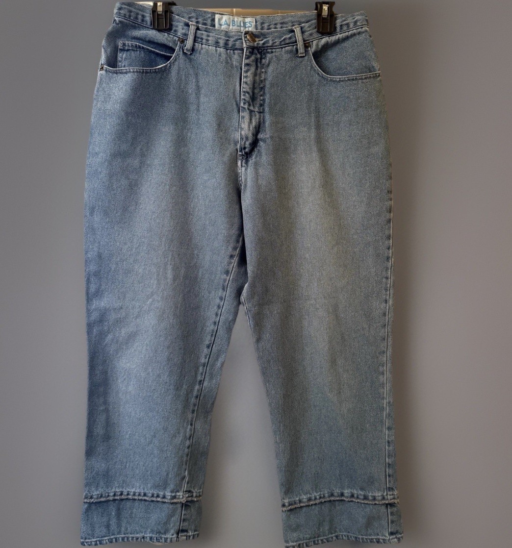 LA Blues Vintage 90s Mom Jeans High Rise 14 Cotton Cropped Tapered Leg 32×24