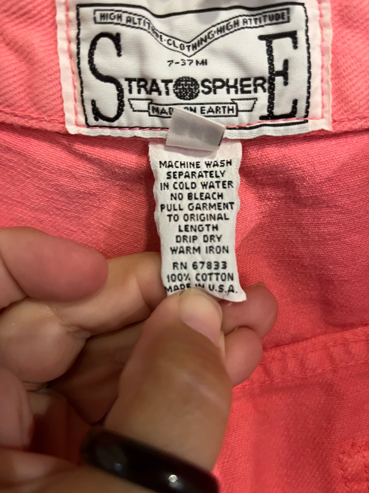 Vintage 90s Neon Pink Made in USA Stratosphere Cut Off Jean Shorts