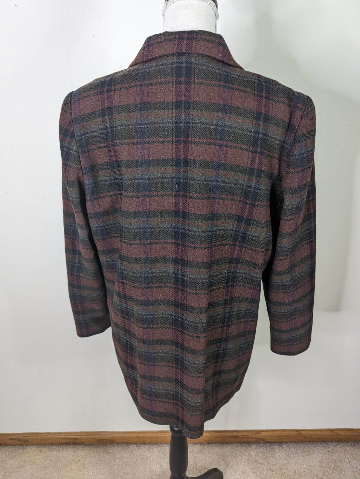 Vintage 90s Relaxed Fit Oversized Plaid Wool Blazer Sport Coat Women’s Medium 12