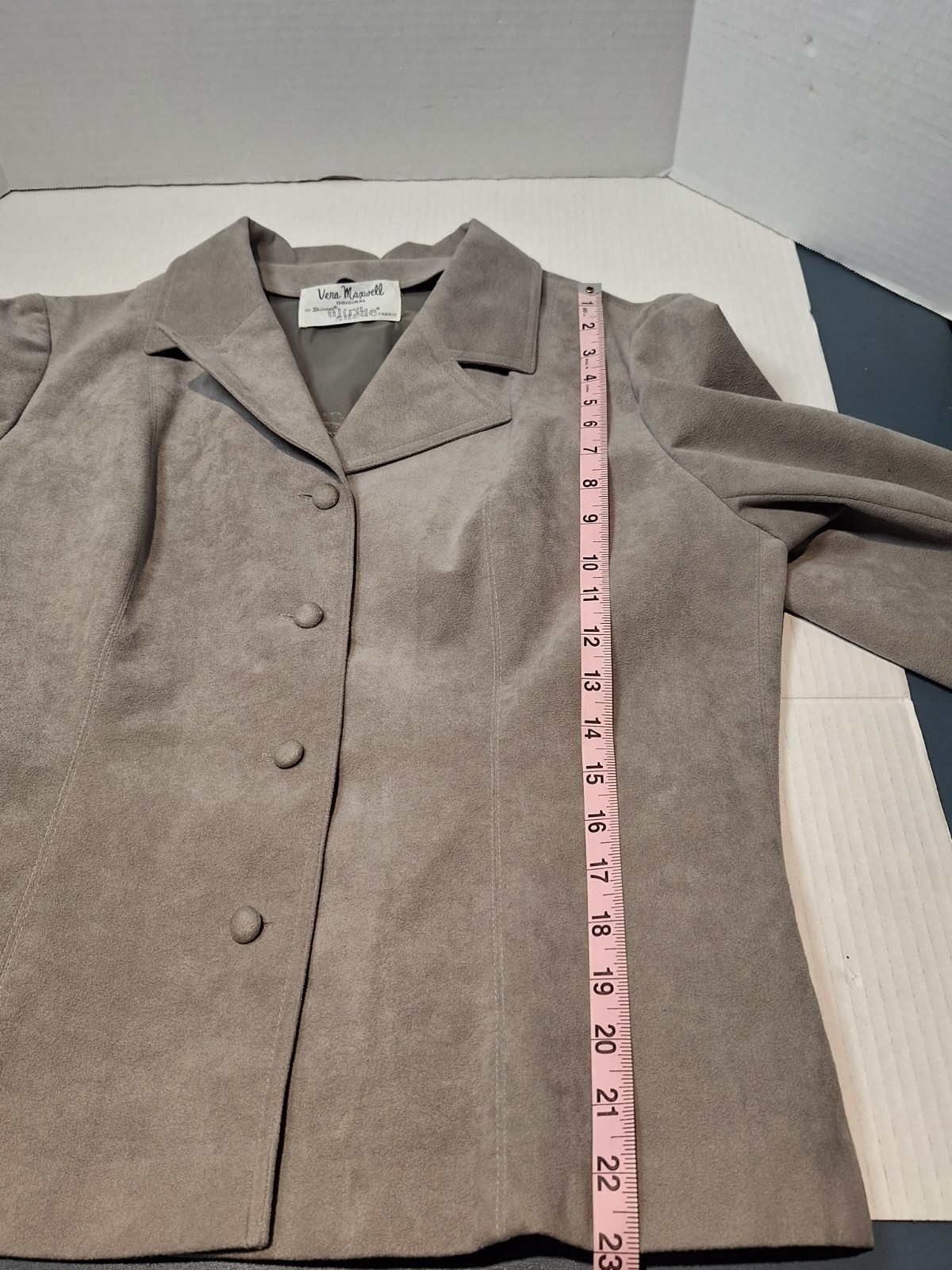 Vera Maxwell Original By Skinner Ultra Suede Suit Jacket & Skirt, Womans M, Grey