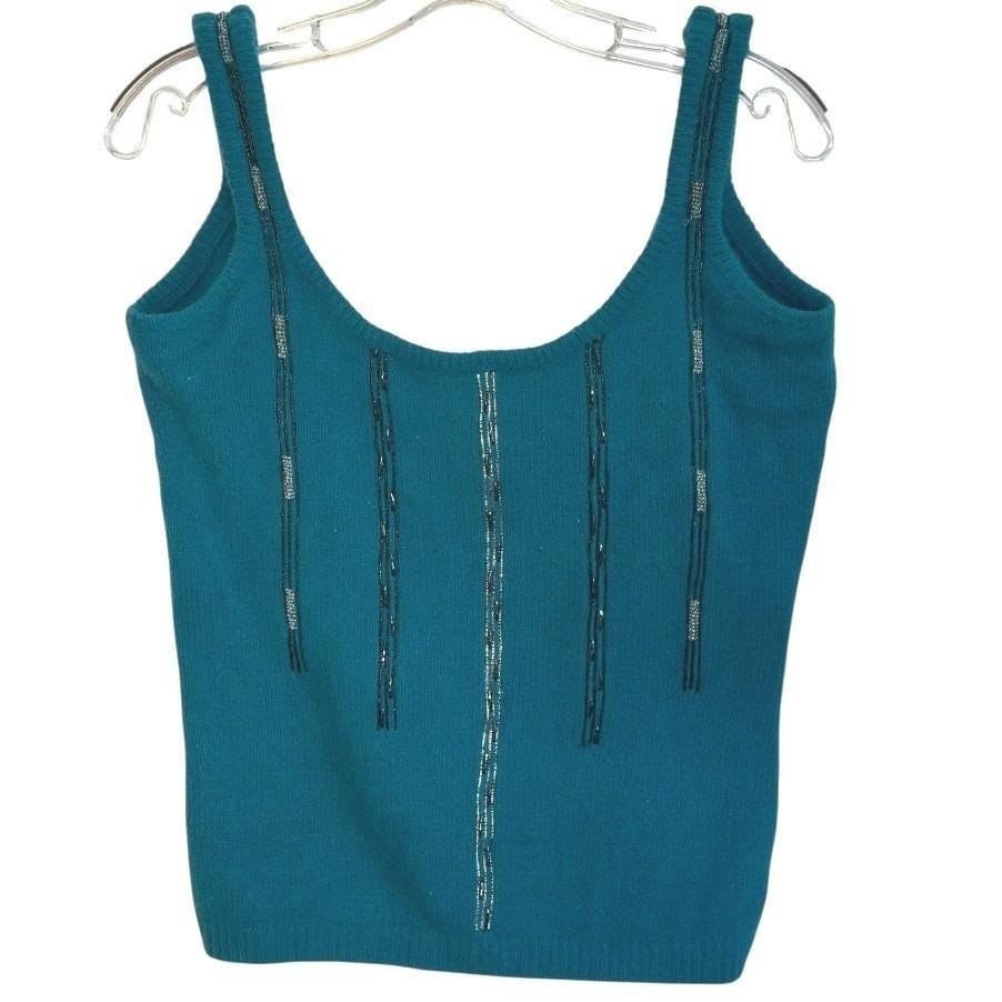 Vintage Mirrors of Krizia Lambswool Angora Knit Tank Top 80s Knit Quiet Luxury M