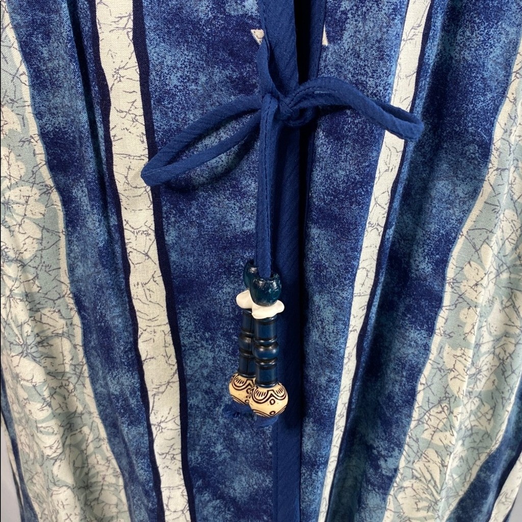 Jo Hardin Vintage Blue Floral Tie Front Thin Cardigan Sweater Sz 14
