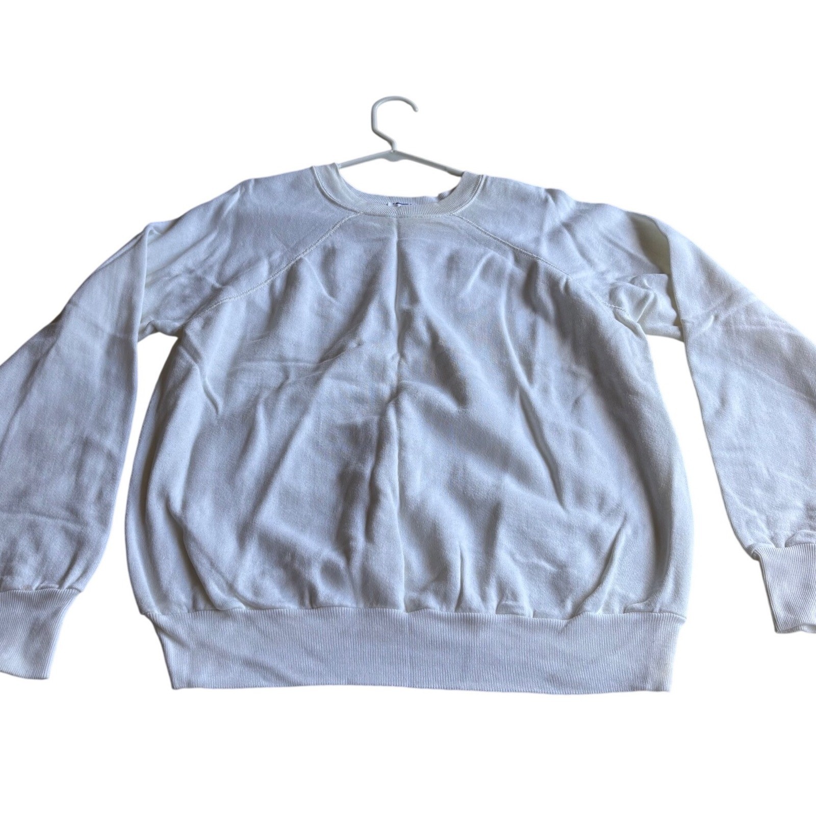 Vintage White Blank Sweatshirt XL Made in USA Raglan 90s Pullover 20/20 Sport