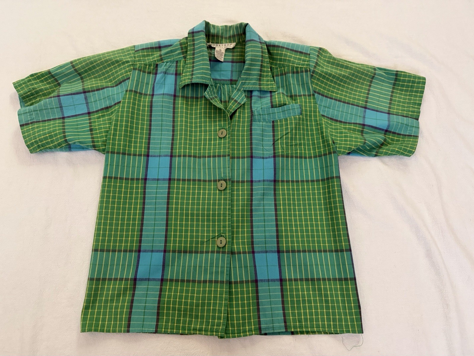 VTG 80S Workshop Fenn Wright Manson Cropped Blouse Removable Shoulder Pads HK