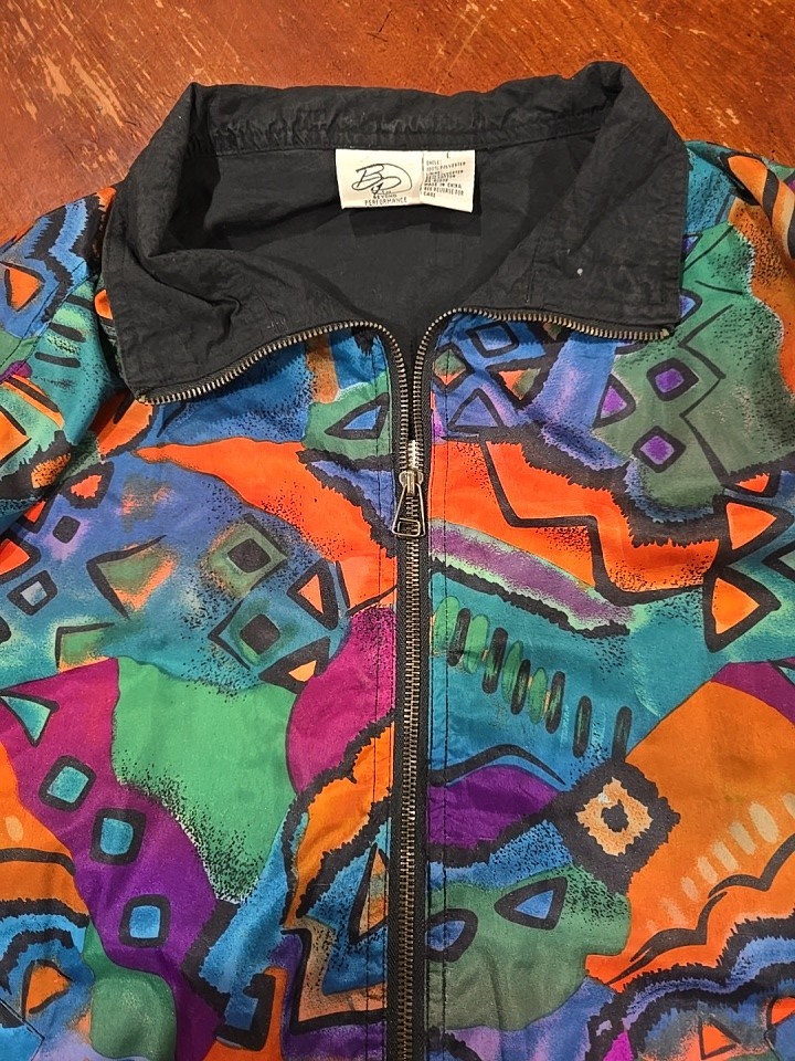 Vintage 1990s Beyond Performance Bold Abstract Geometric Windbreaker Size L
