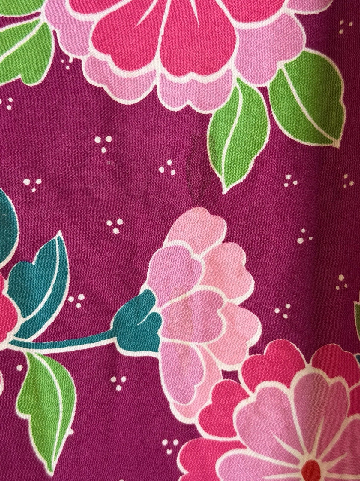 Vintage 1970s Hawaiian Muumuu Dress Flower Power Soft Cotton 70s Boho Hippie