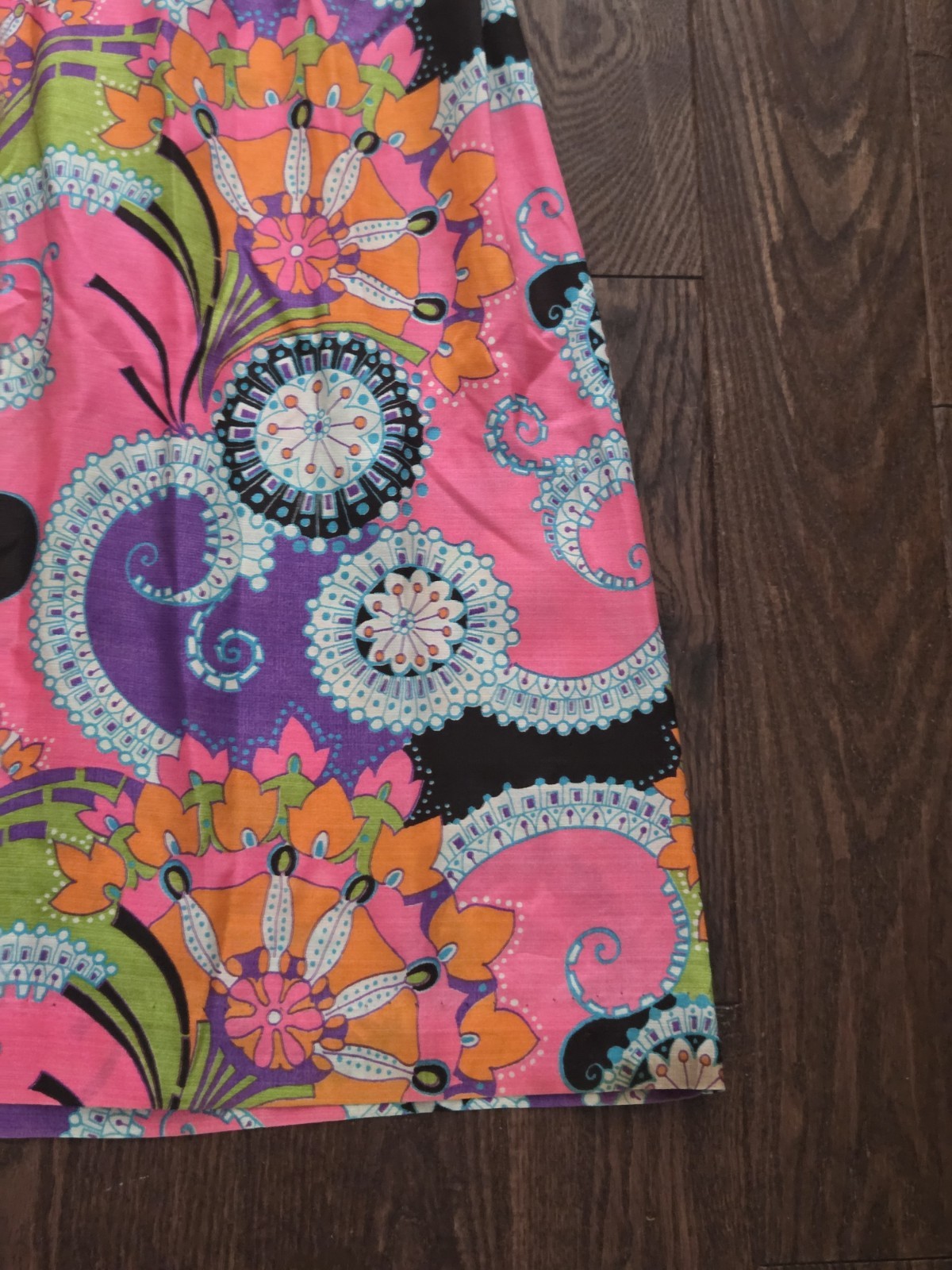 Vintage 70s Psychedelic Paisley Floral Maxi Dress Pink Purple Boho Hippie S