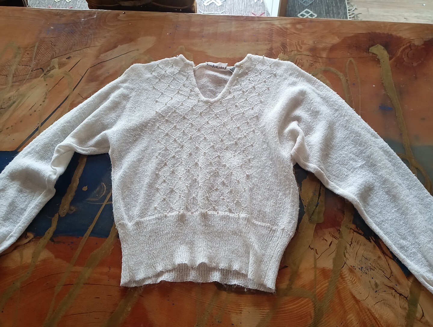 Vintage 80s 90s An Original Import Womens Knit Pearl Accent Sweater Top Blouse