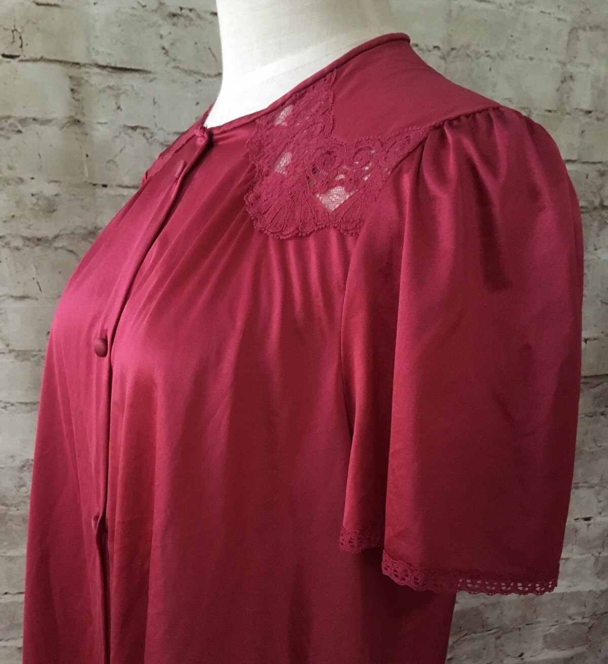 Vintage Vanity Fair Burgundy Womens Small 2 Pc Sleepwear Set Pajama Shirt & Pant