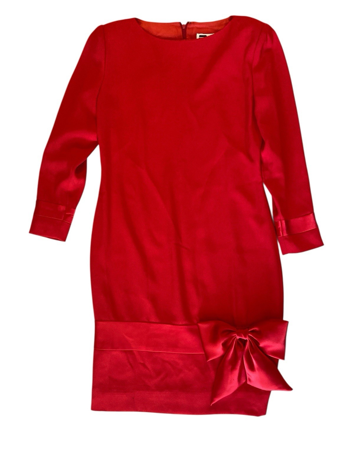Vtg Don Elliot Red Cocktail Dress for Frances Brewster Bow Detail 80s Coquette