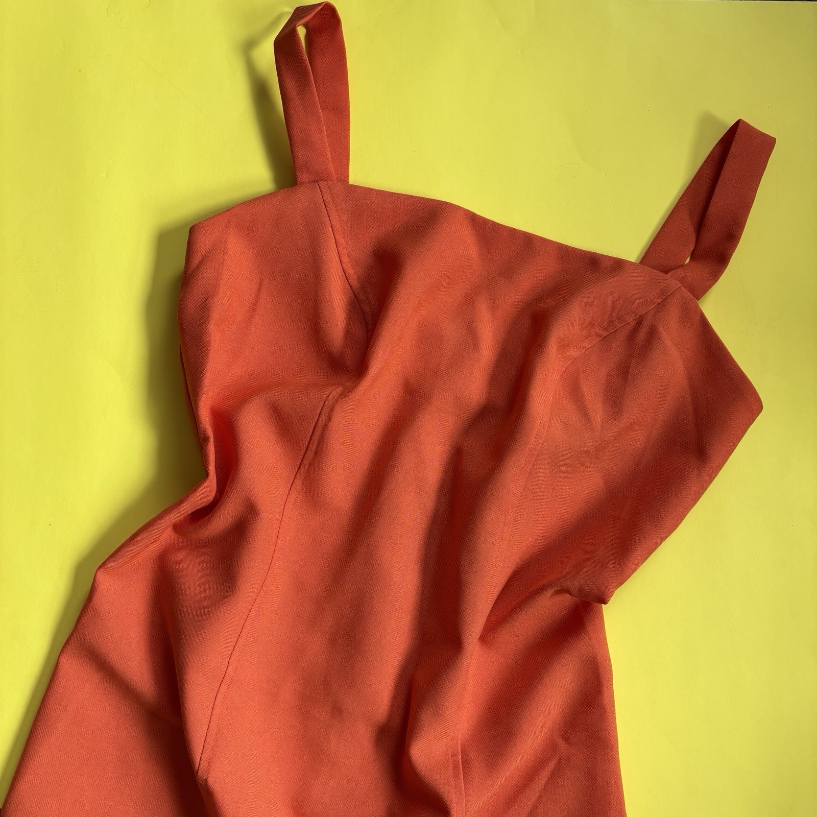 Vintage 90s Solid Orange Sleeveless Sheath Dress Size 5/6