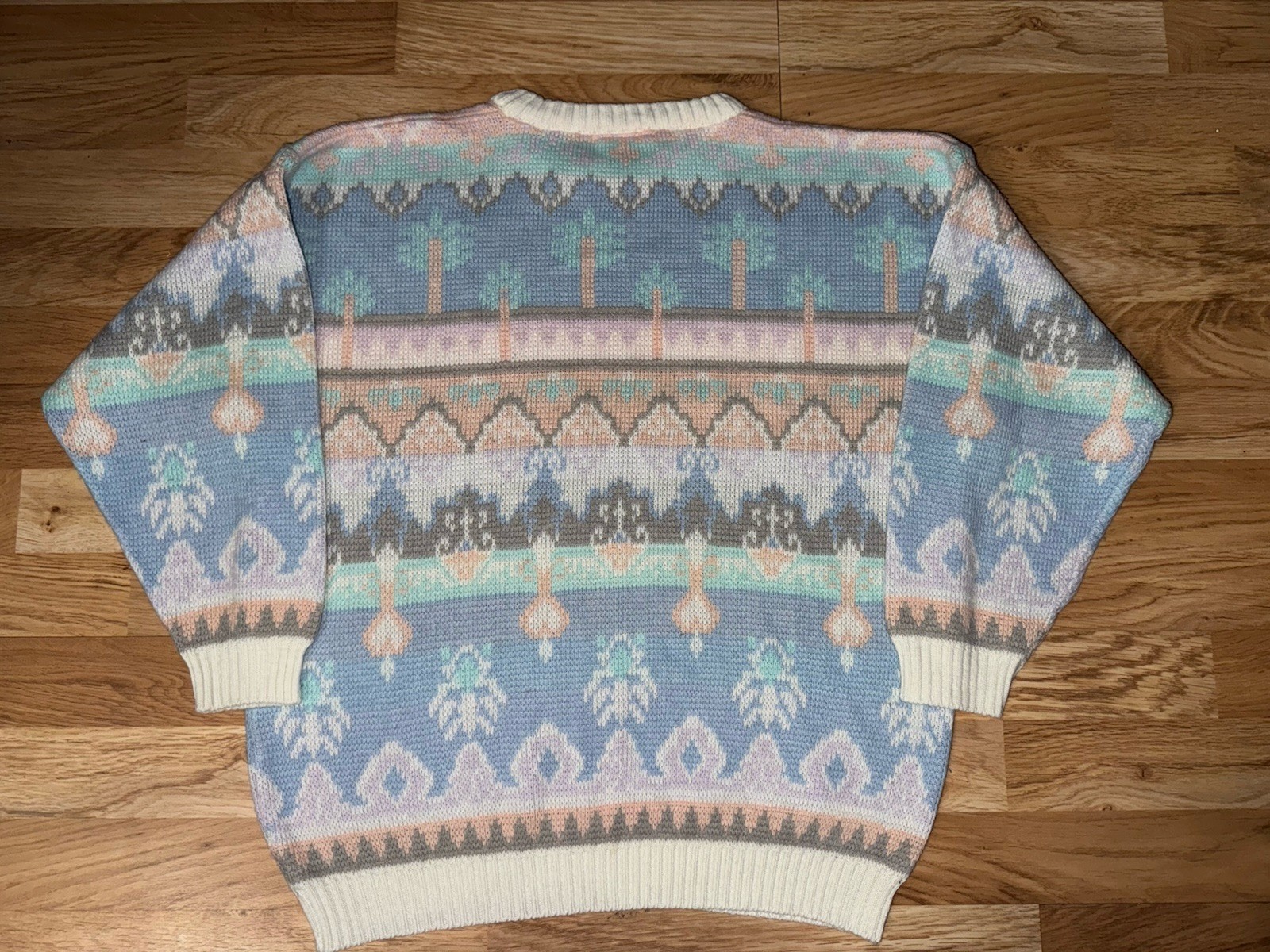 Vintage Deb Sweater Women’s Size LG 80’s Preppy Pink Pearl Long Sleeve GUC