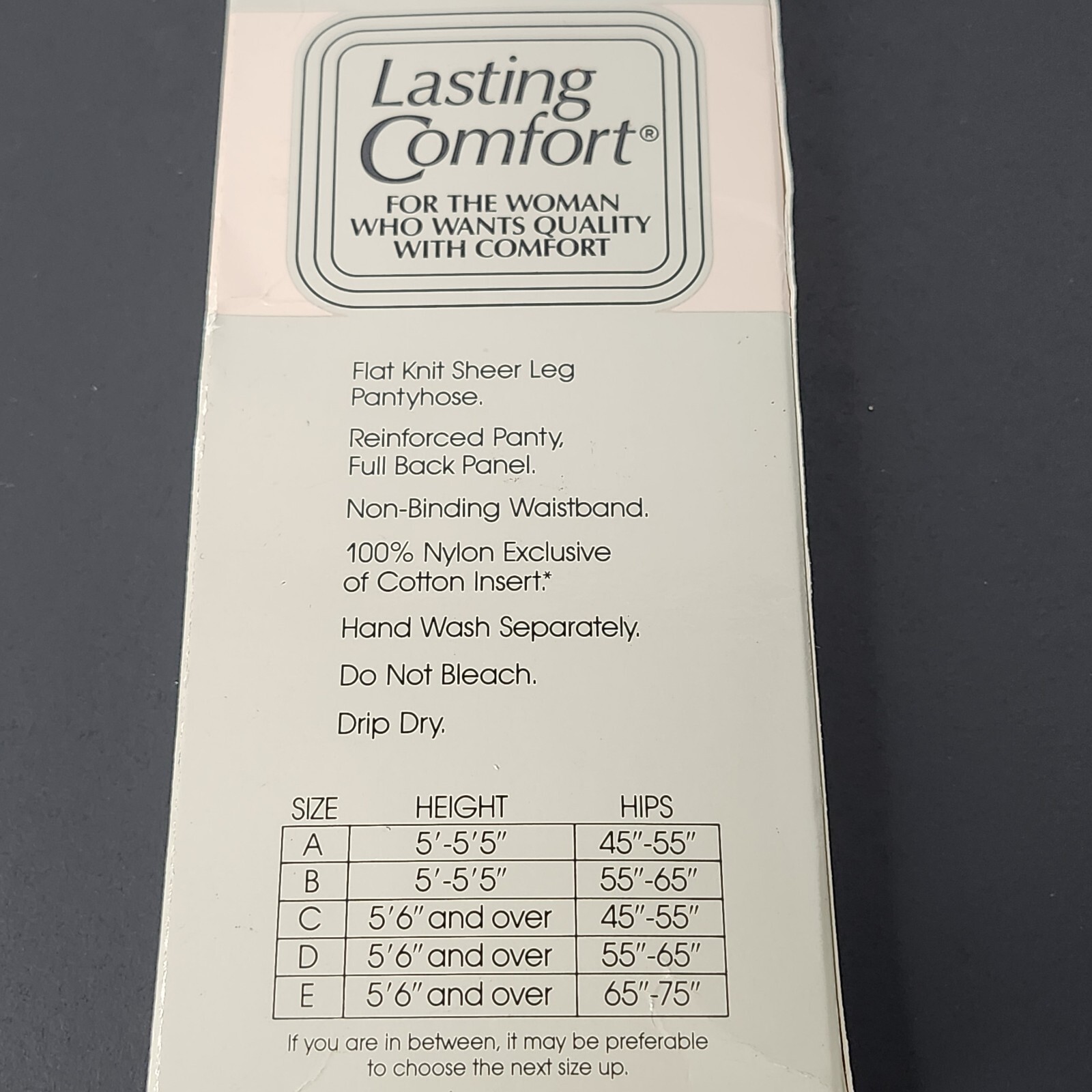 Lasting Comfort Daysheer Pantyhose Size D Gray Grey Vintage Fashion
