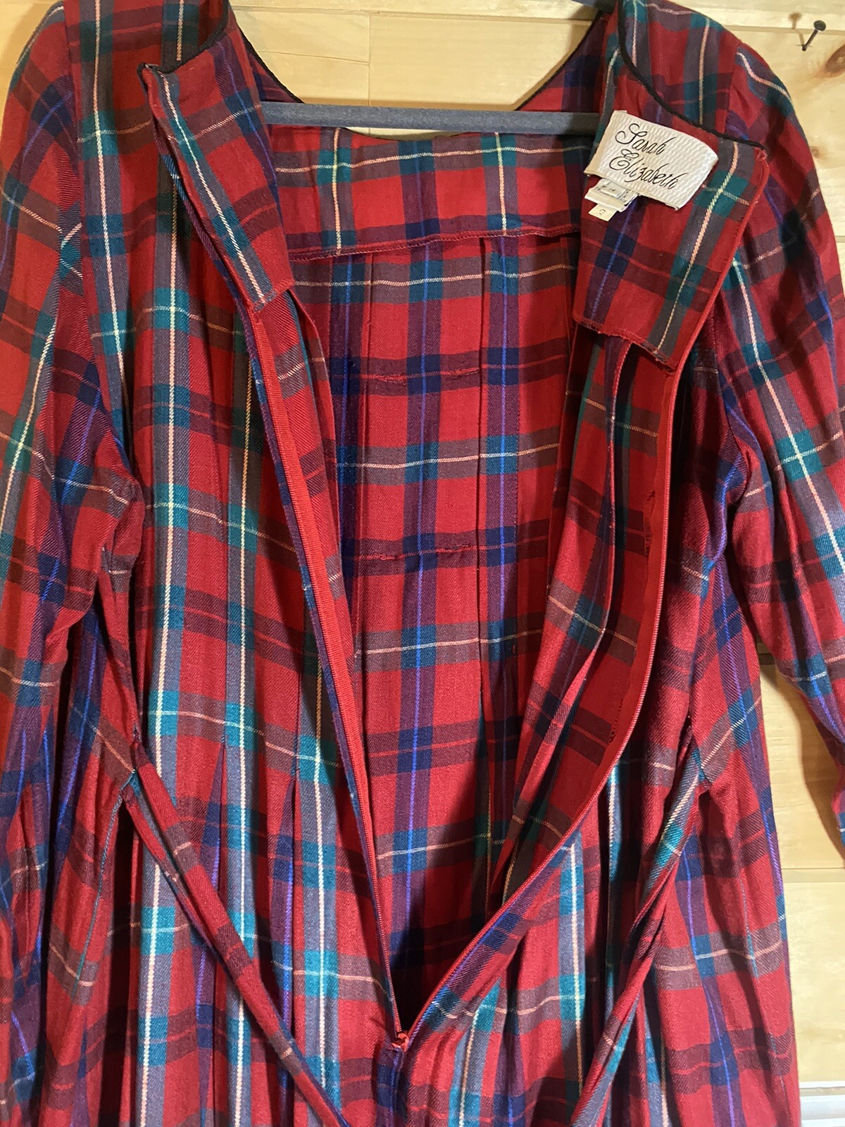 VTG Sarah Elizabeth Red Plaid Maxi Dress 14