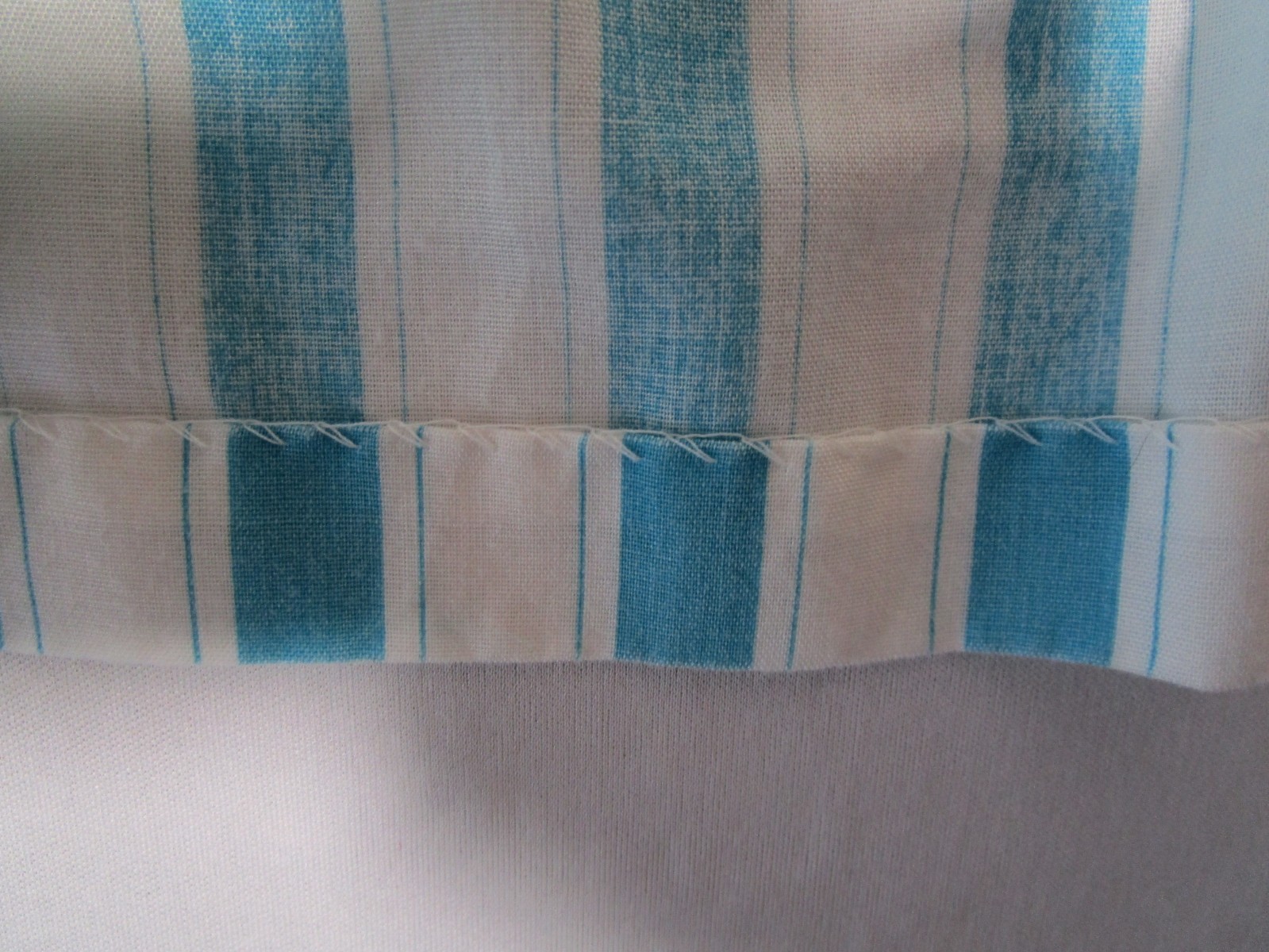 Handmade Vintage Single Stitch Light Turquoise Button Up Short Sleeve Blouse L